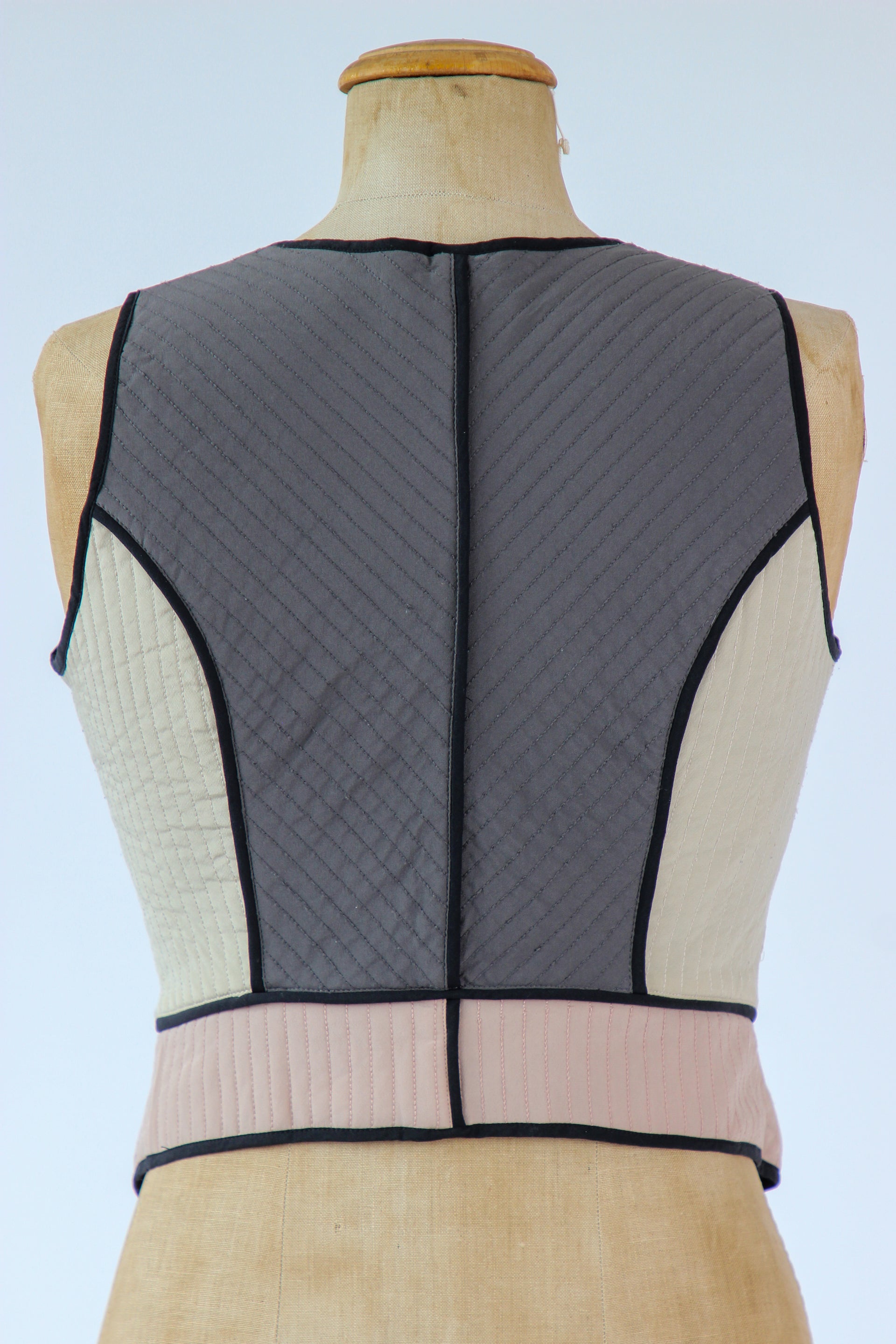 Vintage Colorfull Quilted Silk Vest // Size S