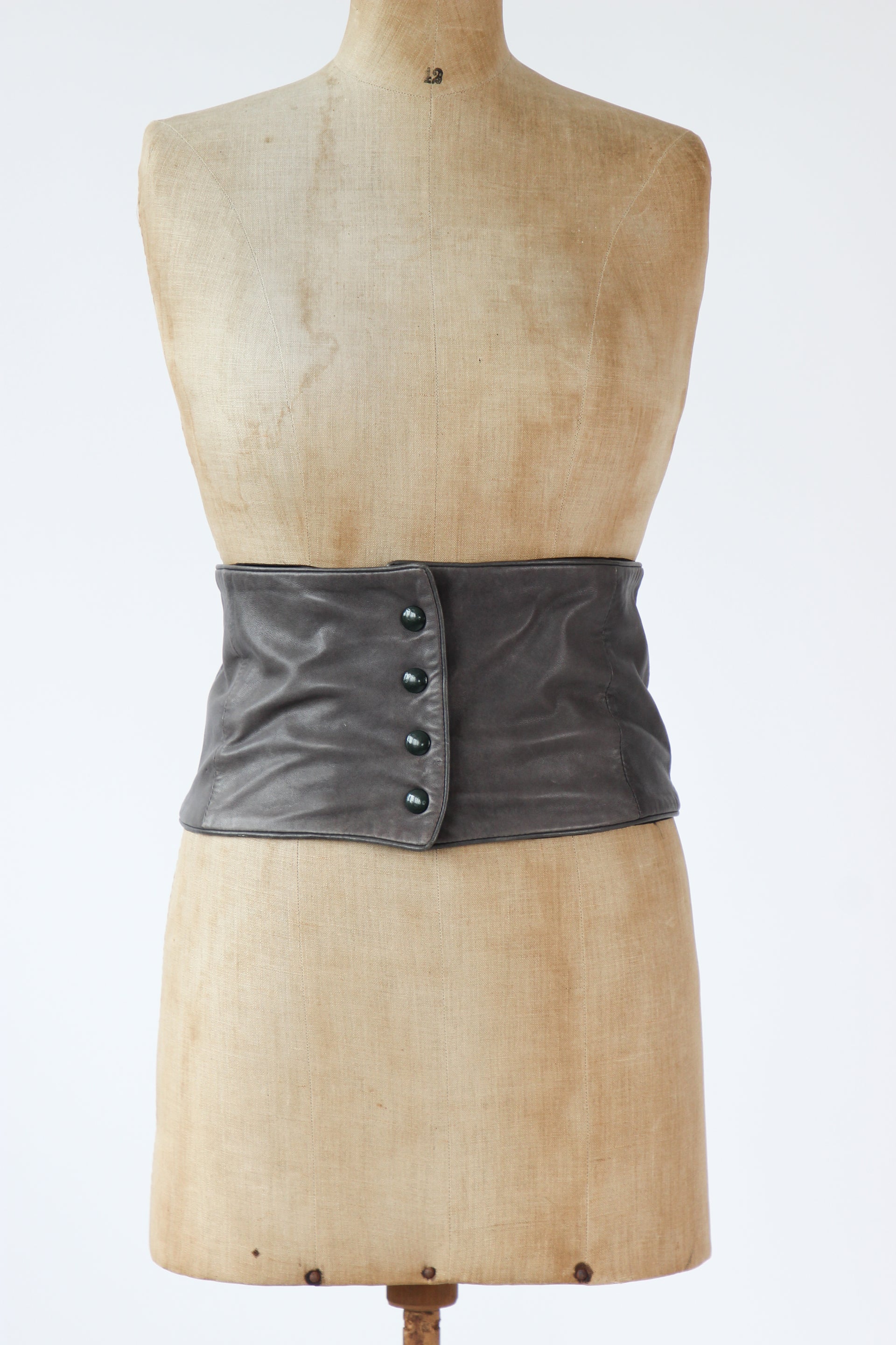 Y2K Vintage Grey Leather Belt//Danish Design//Size S/M