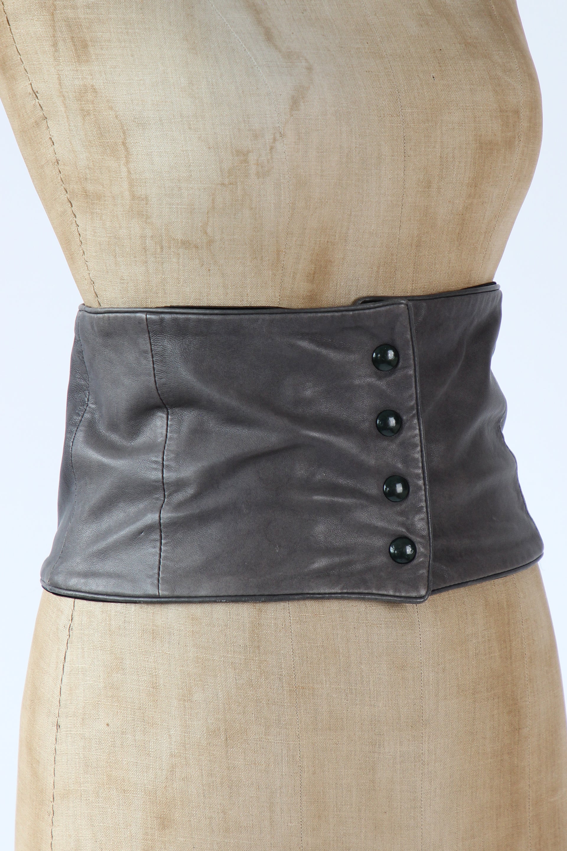 Y2K Vintage Grey Leather Belt//Danish Design//Size S/M