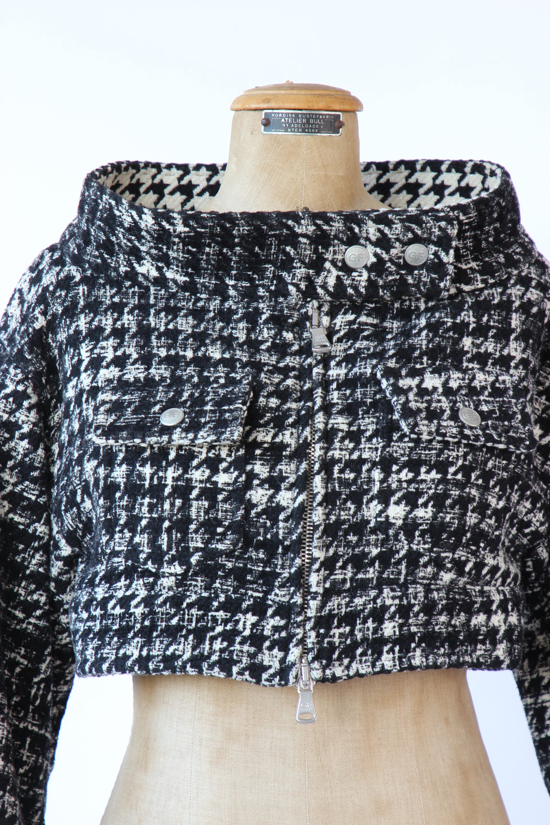 Vintage Gianfranco Ferre cropped checked Black and White Jacket