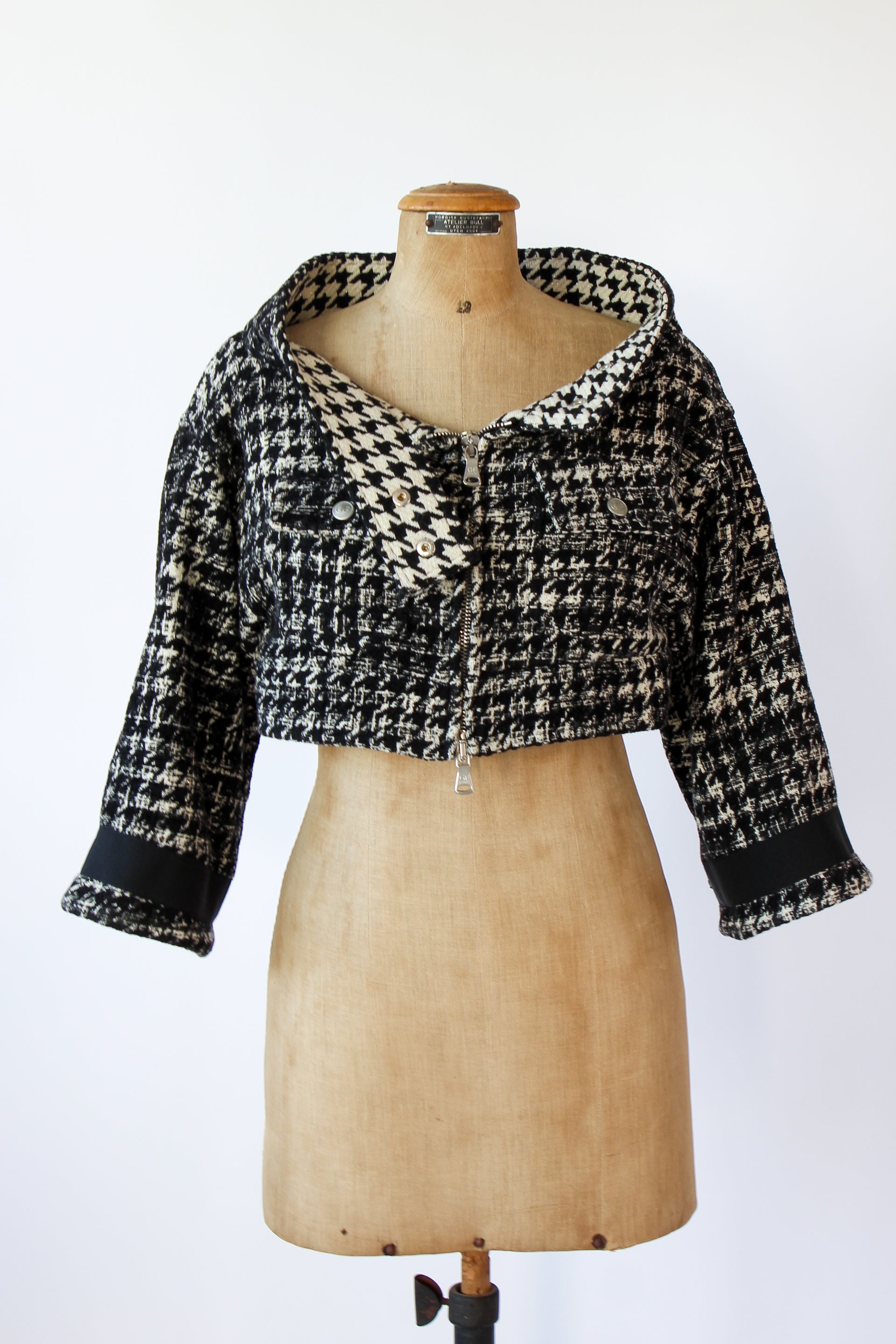 Vintage Gianfranco Ferre cropped checked Black and White Jacket