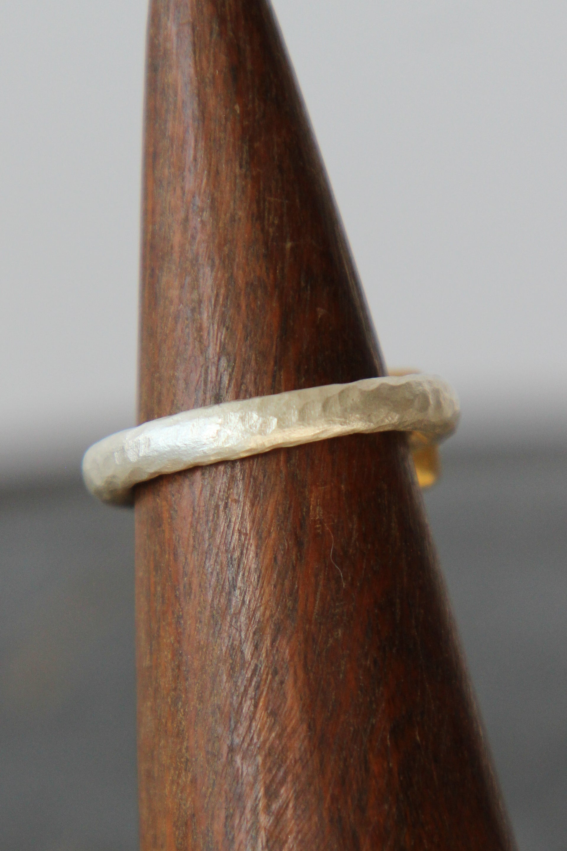 Handmade Aquamarine Cup Ring // Poppy Dandiya // Hammered Sterling Silver // 24K Filled Gold // Size 54