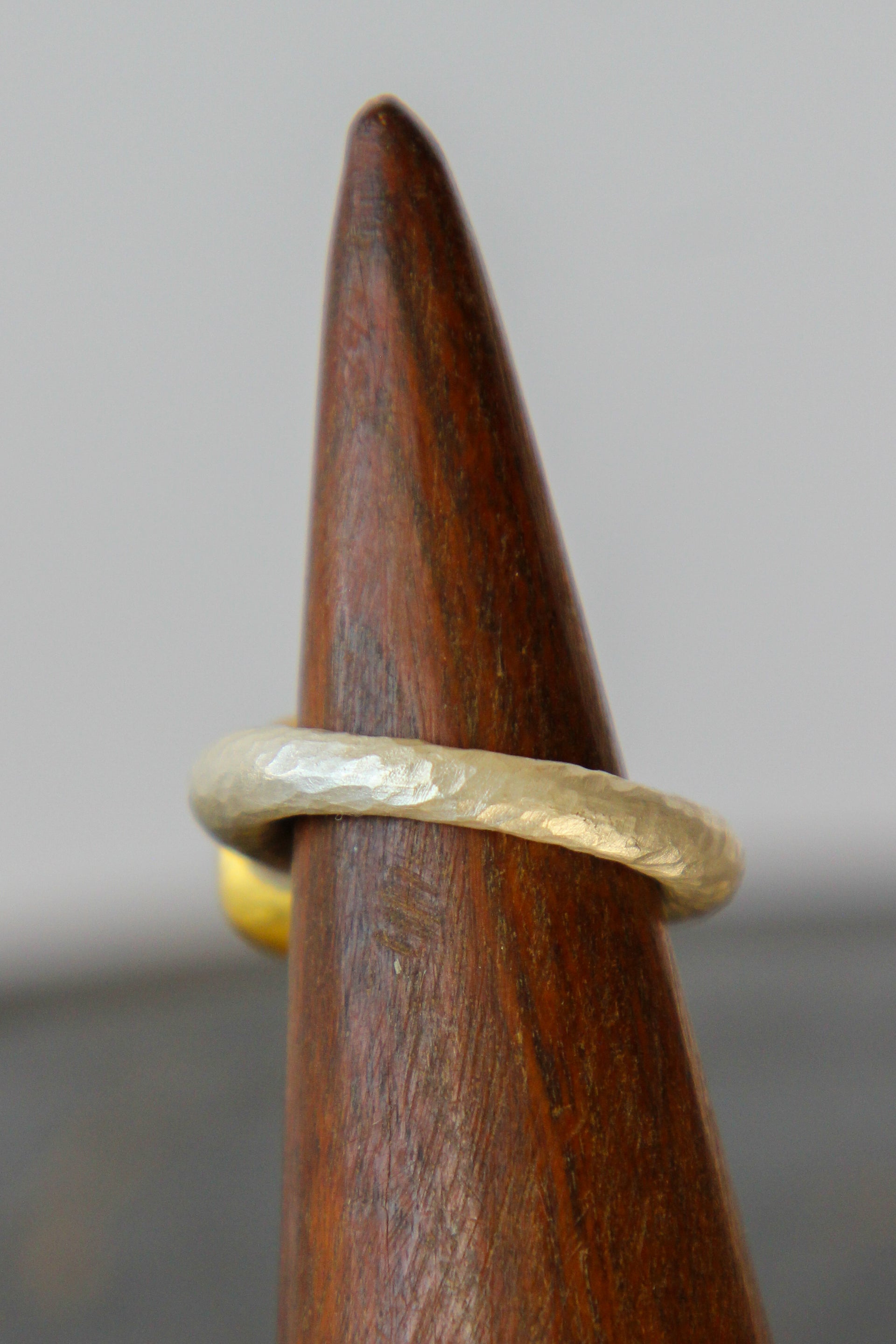 Handmade Tourmaline Cup Ring // Poppy Dandiya Ring // Hammered Sterling Silver // 24K Filled Gold // Size 55
