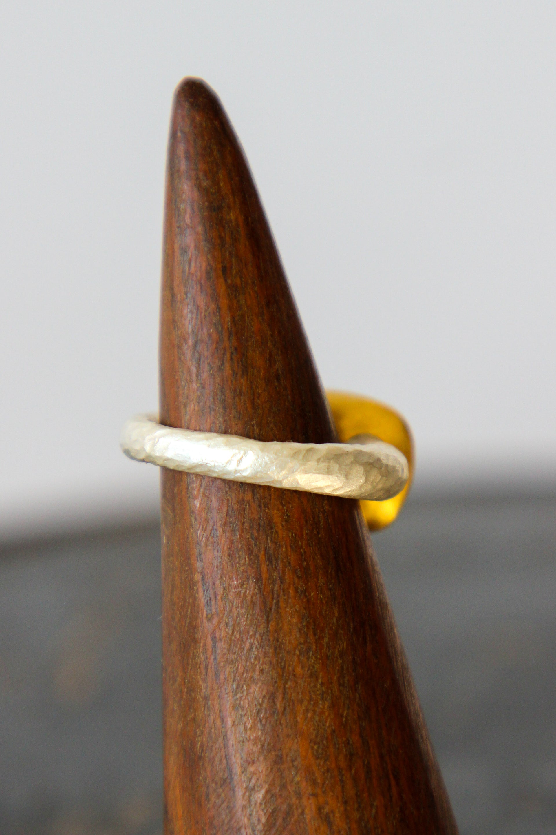 Handmade Tourmaline Cup Ring // Poppy Dandiya Ring // Hammered Sterling Silver // 24K Filled Gold // Size 55