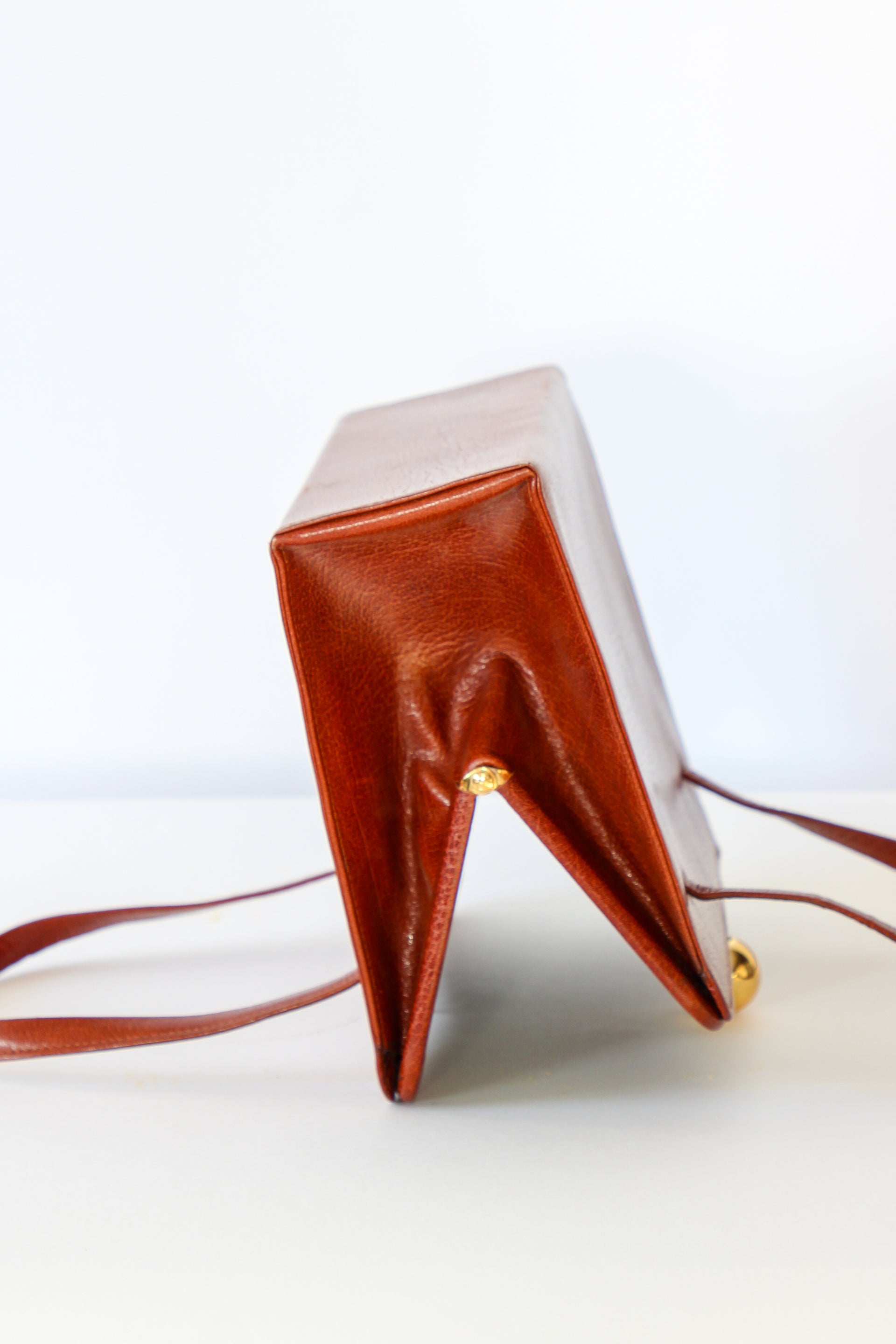 1950s 1960s Vintage Brown Top handle Bag/Purse with Green Leather Linen.