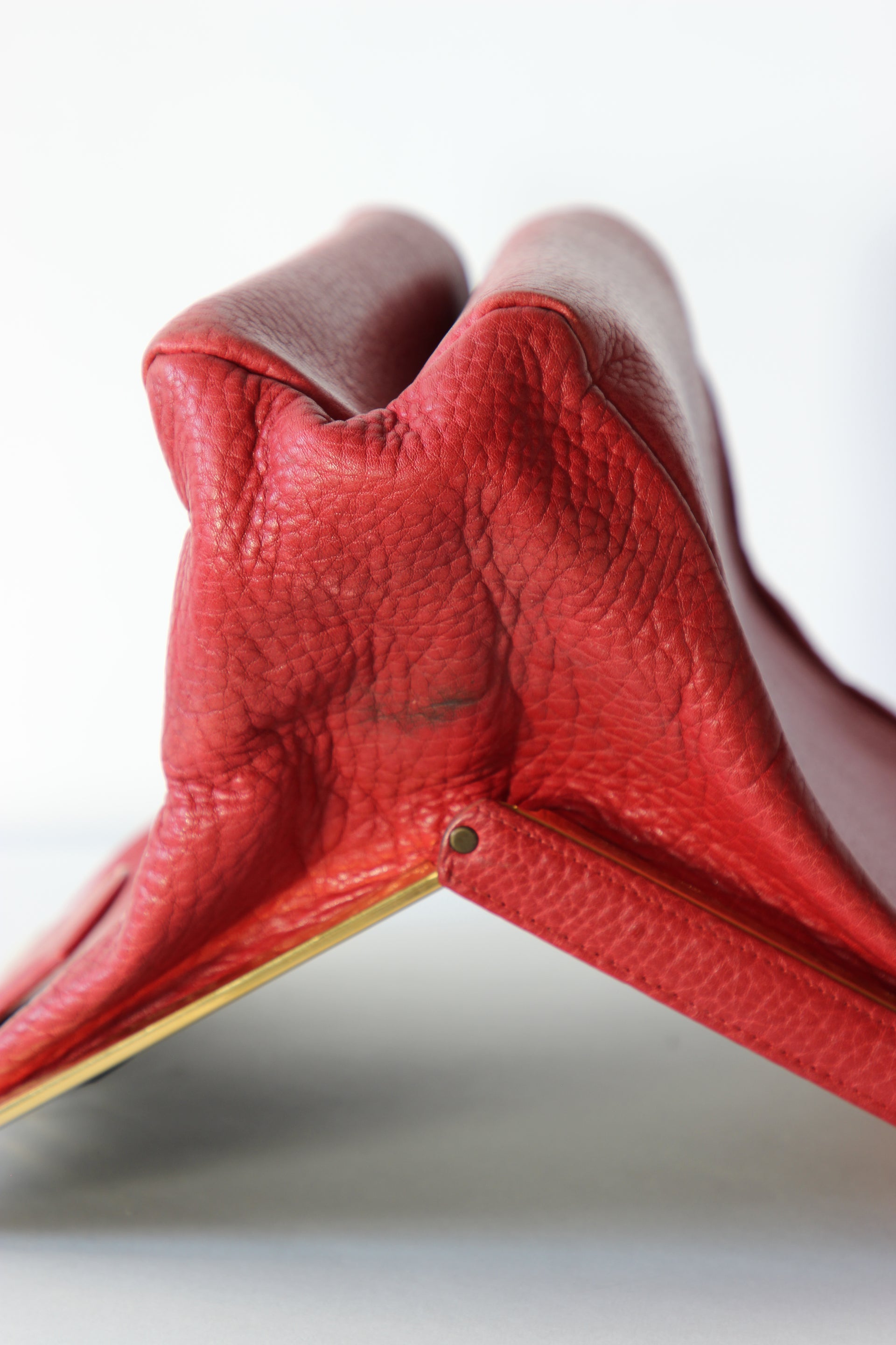 1960s Vintage Red Leather Top Handle Bag