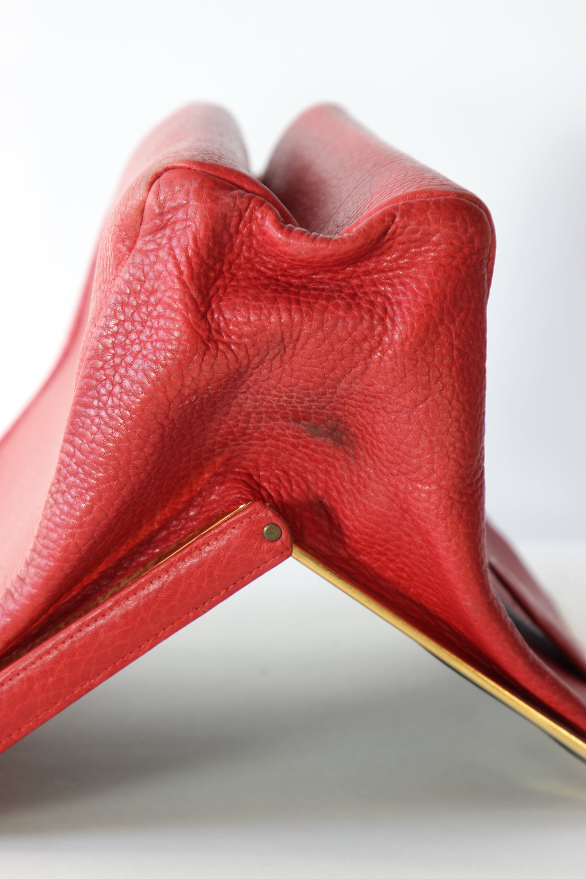 1960s Vintage Red Leather Top Handle Bag