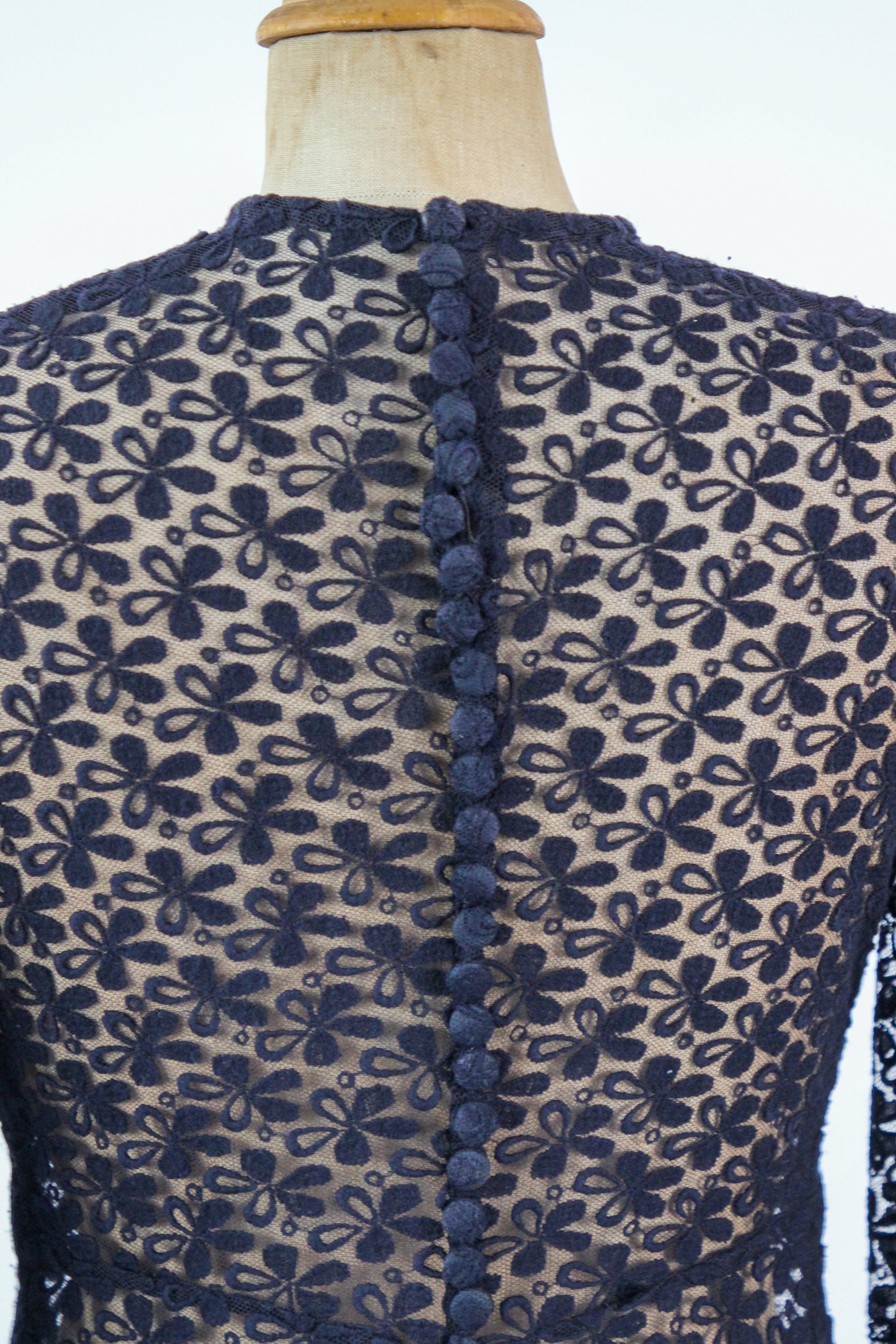 1940s Vintage Navy Blue Lace Dress // Size S/M