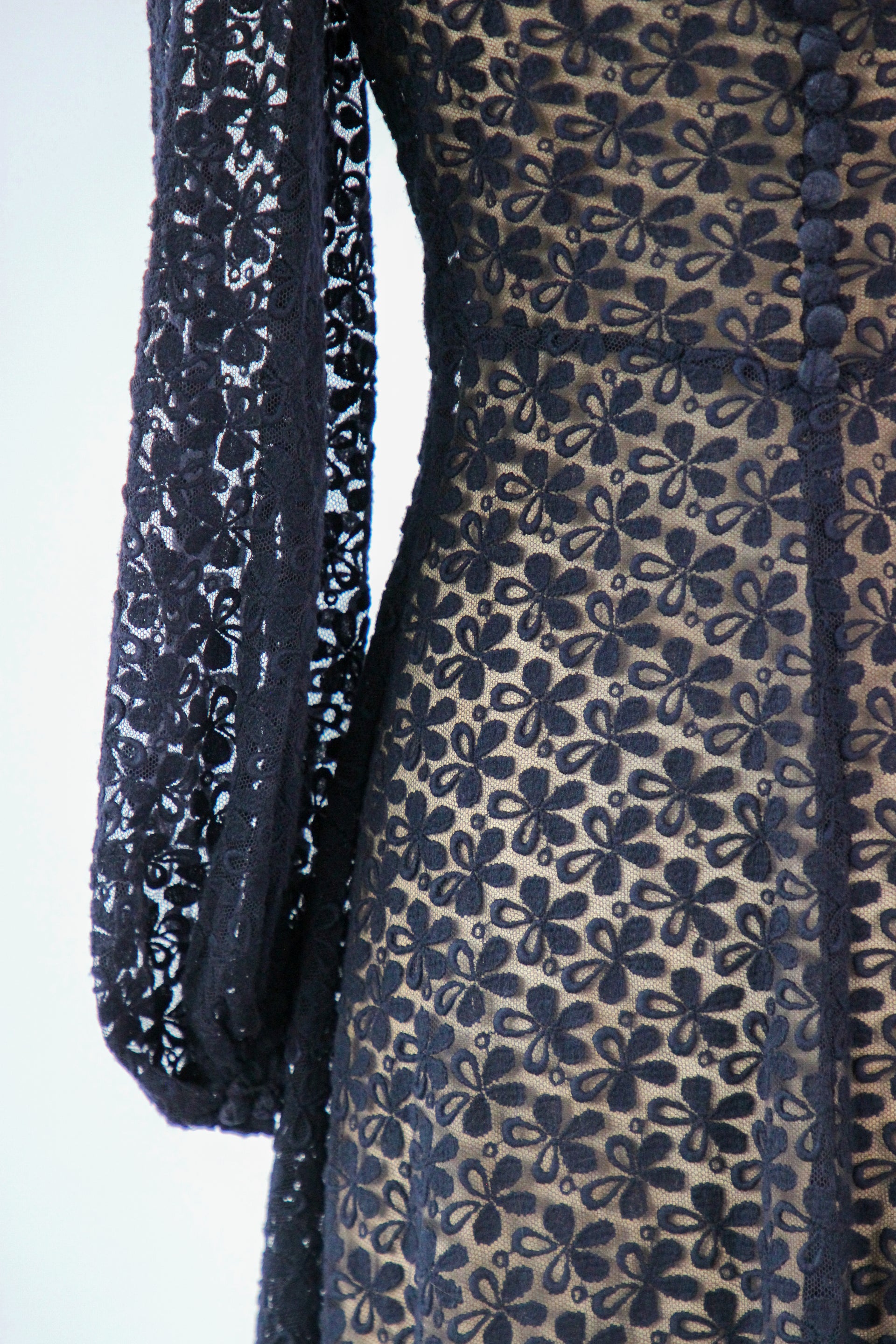1940s Vintage Navy Blue Lace Dress // Size S/M