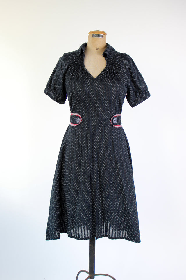 Y2K Vintage Baum und Pferdgarten Black Cotton Dress // Size L