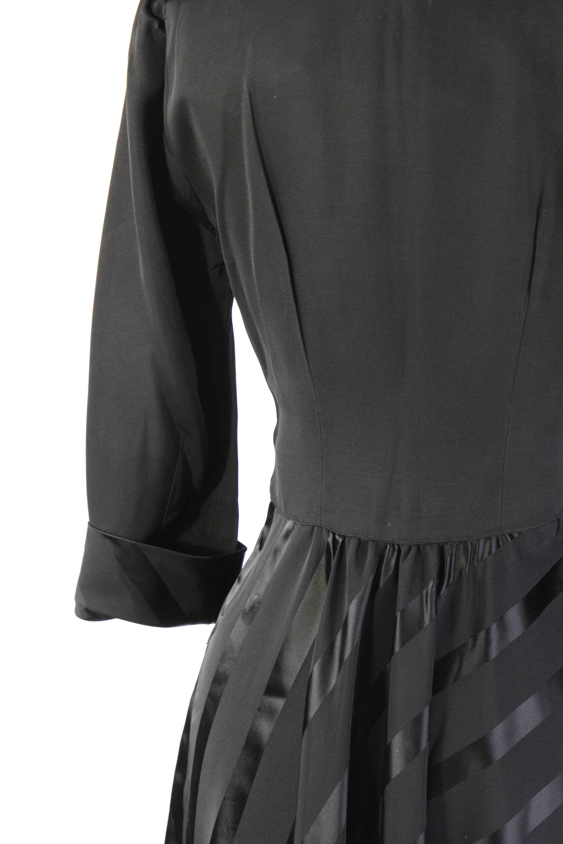 1930s Vintage Black Silk Dress//Size S