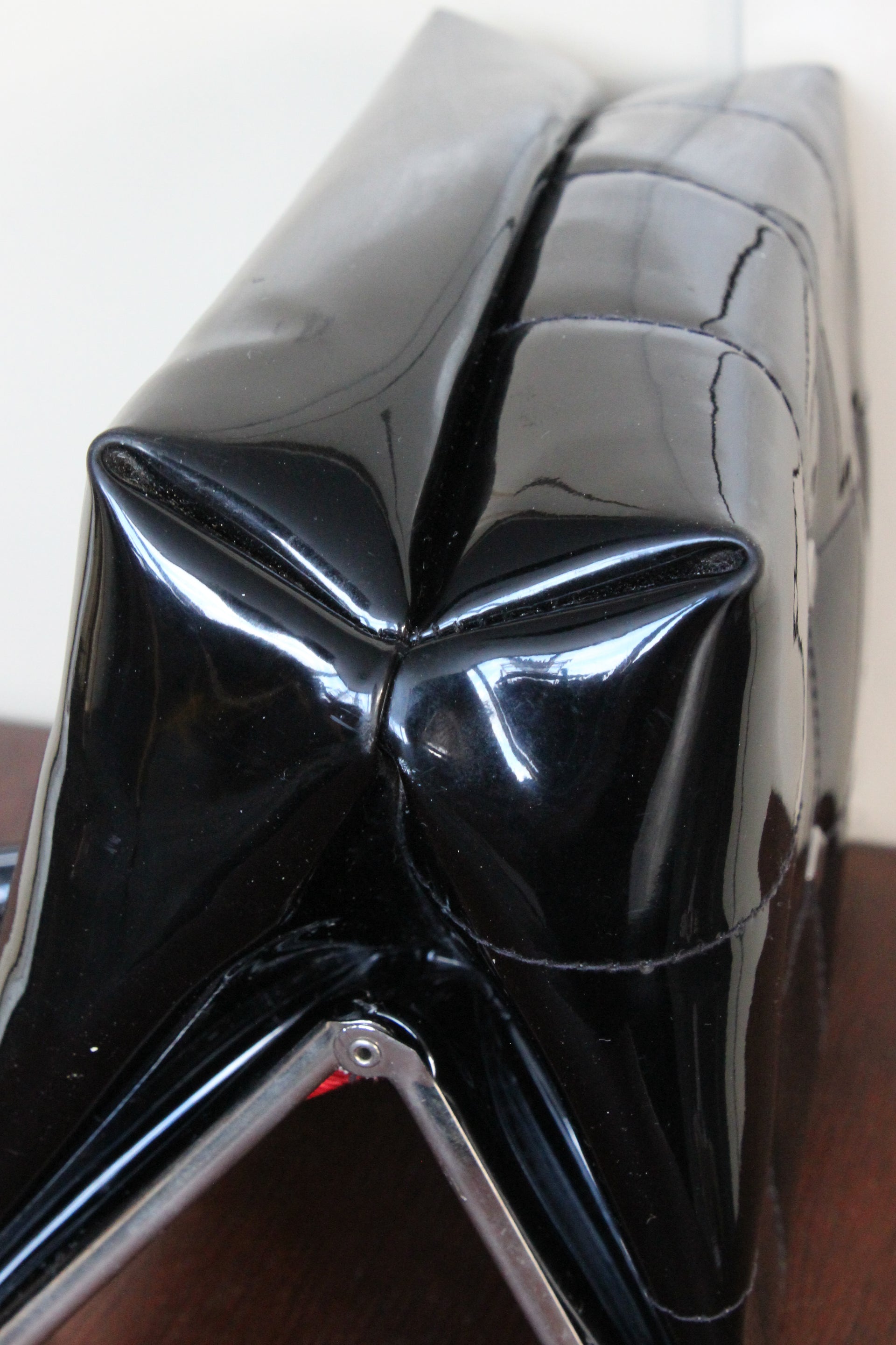 1960s Vintage Black Vinyl Top Handle Bag/Purse with Silver Closure