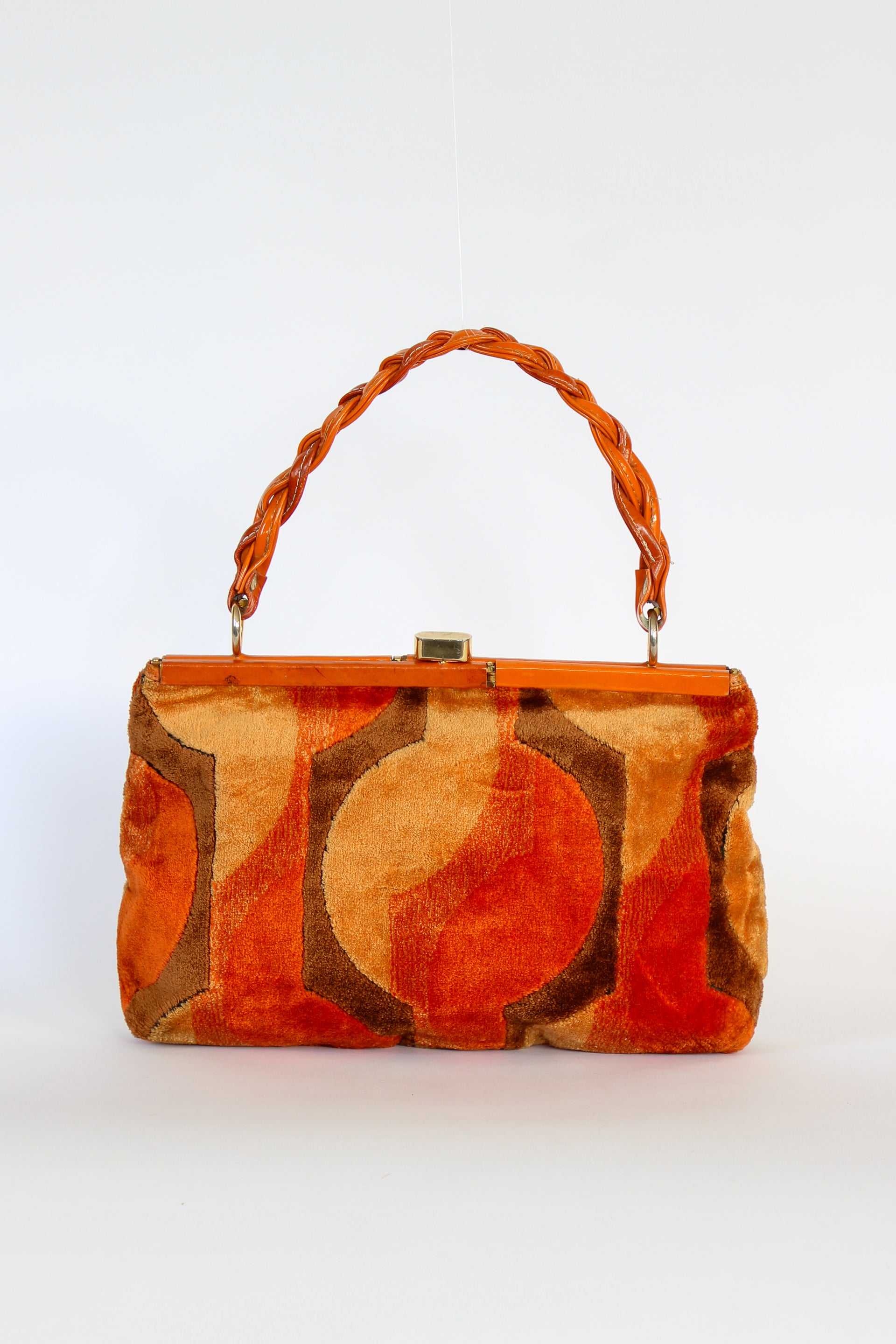 1960s Velvet and Leather Handbag//Danish Design