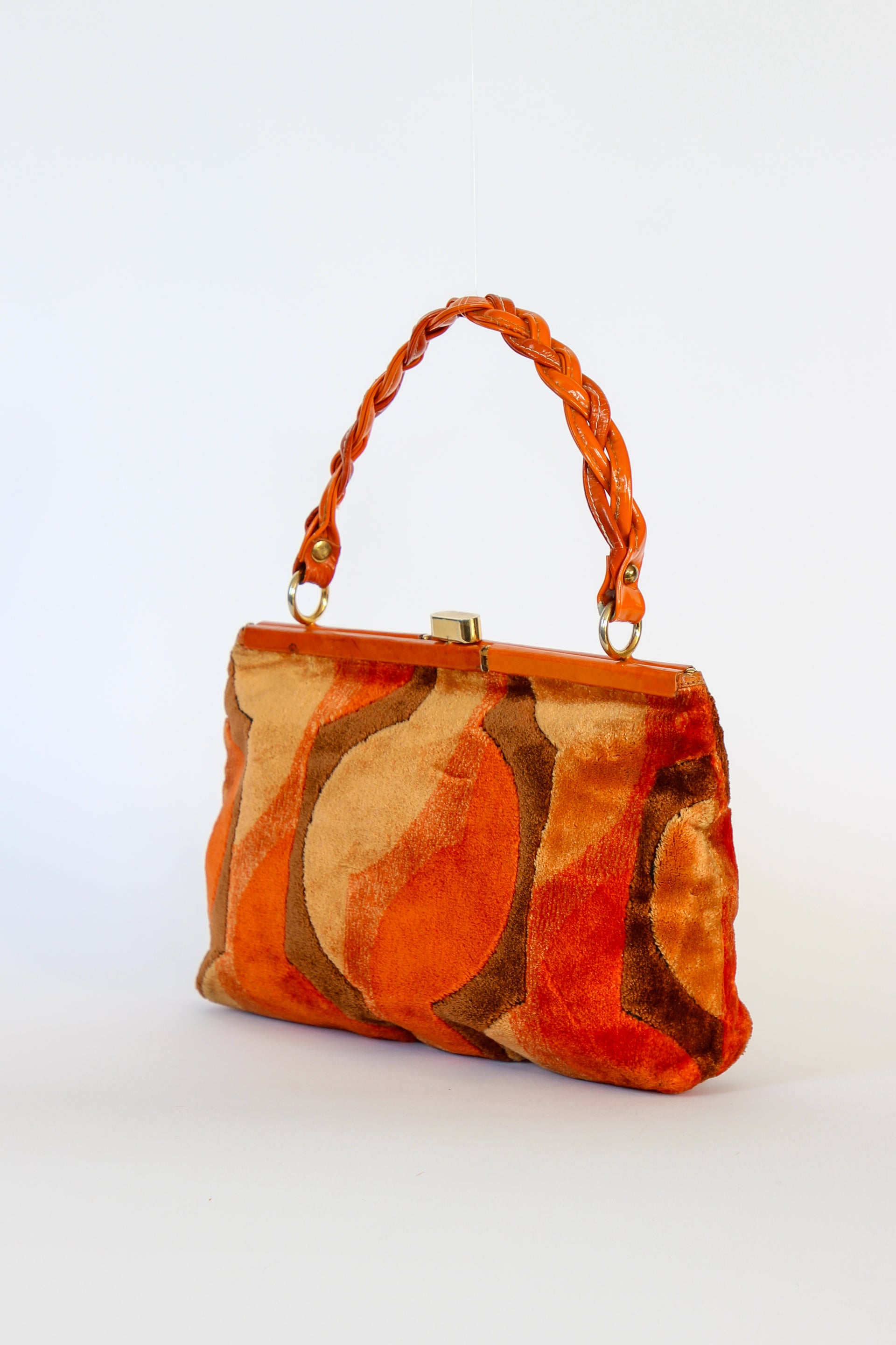 1960s Velvet and Leather Handbag//Danish Design