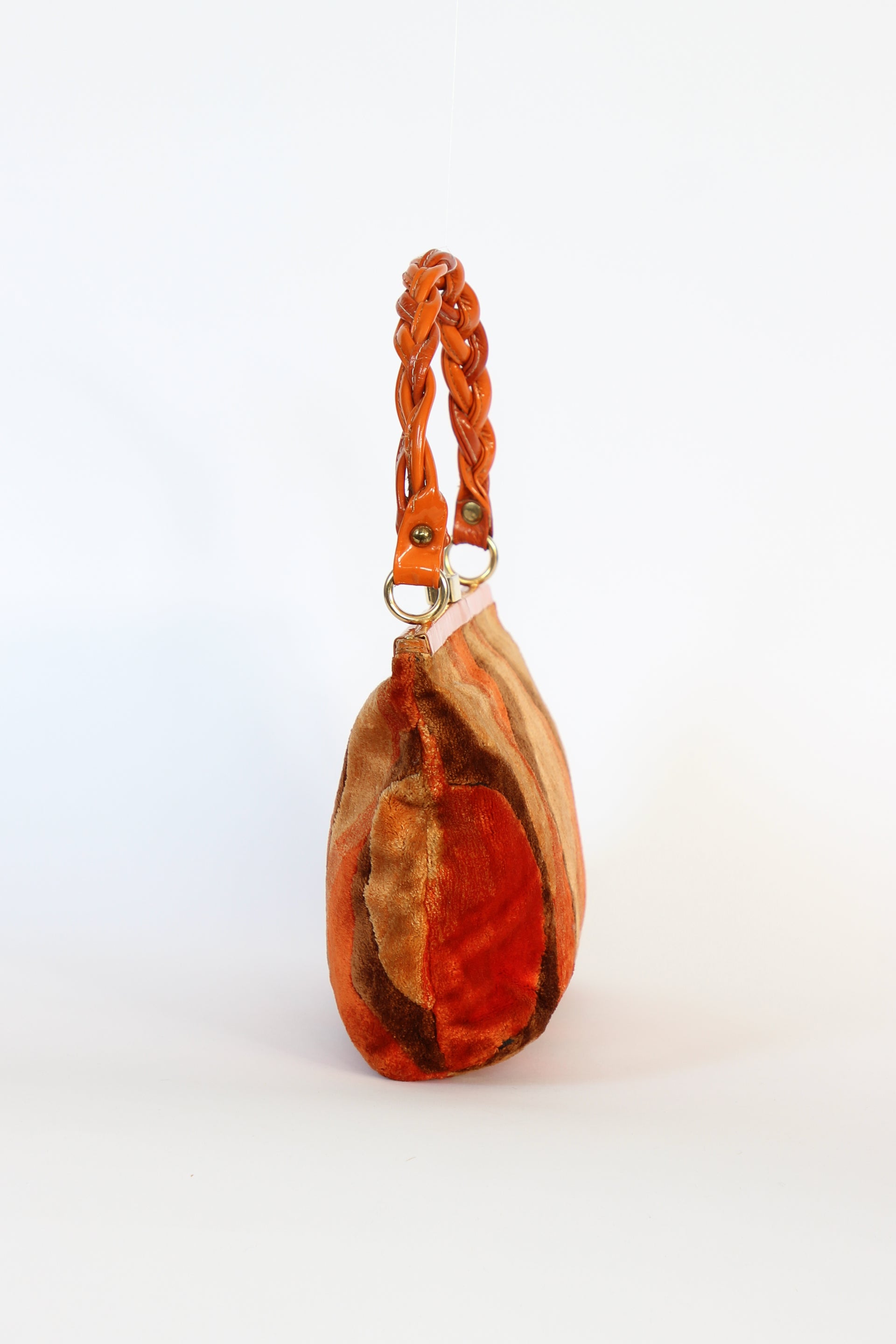 1960s Velvet and Leather Handbag//Danish Design