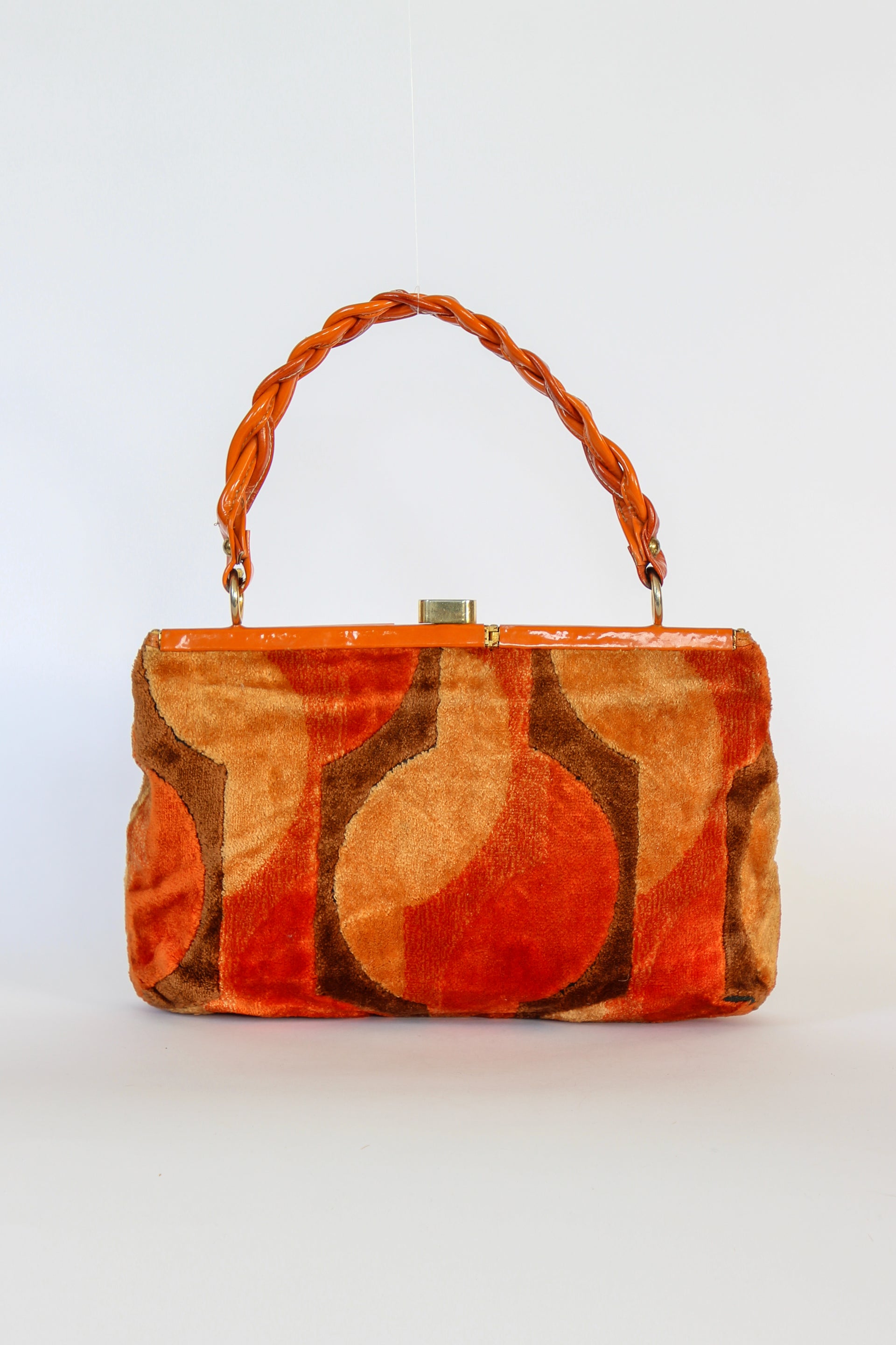 1960s Velvet and Leather Handbag//Danish Design