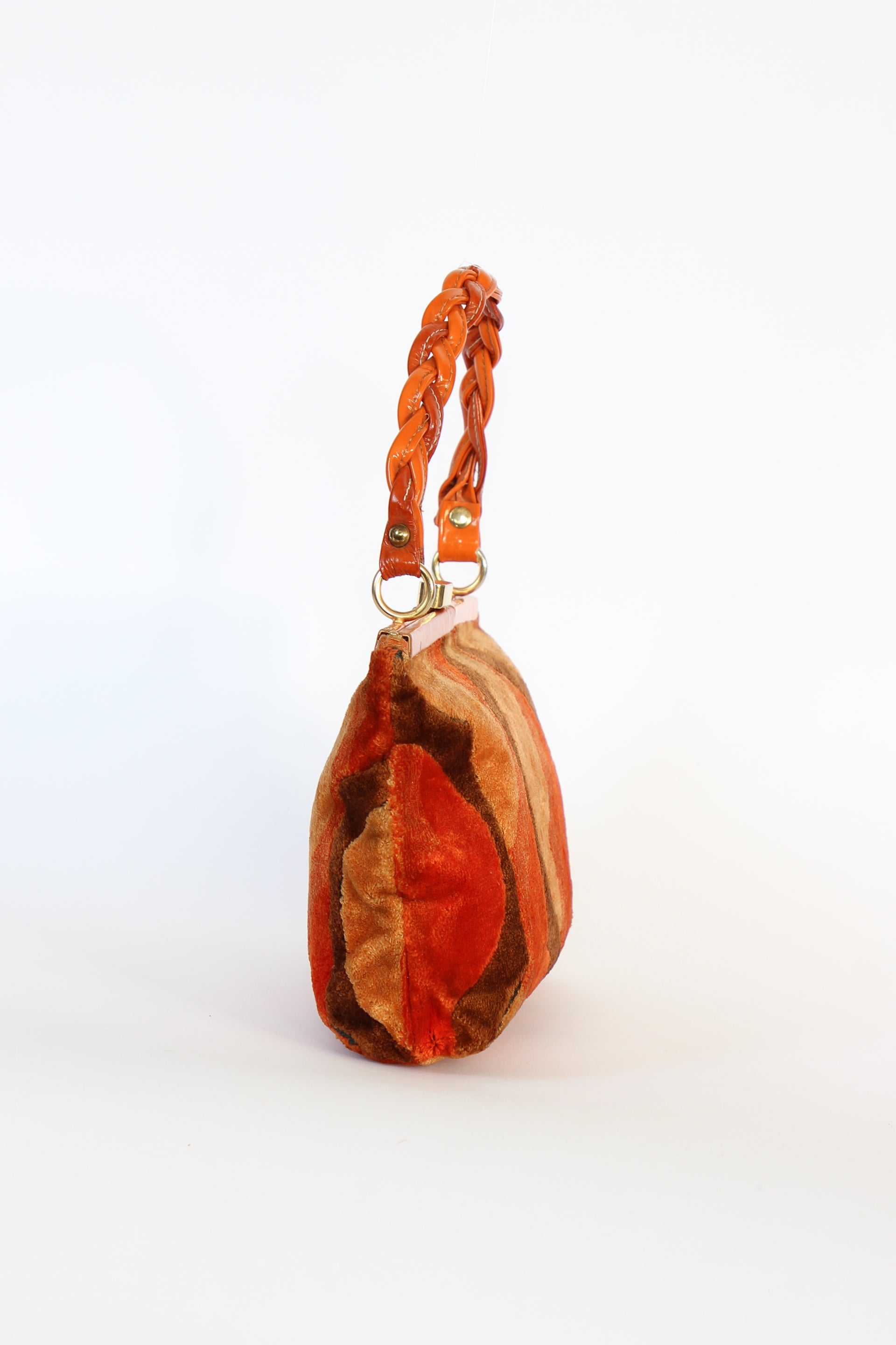 1960s Velvet and Leather Handbag//Danish Design