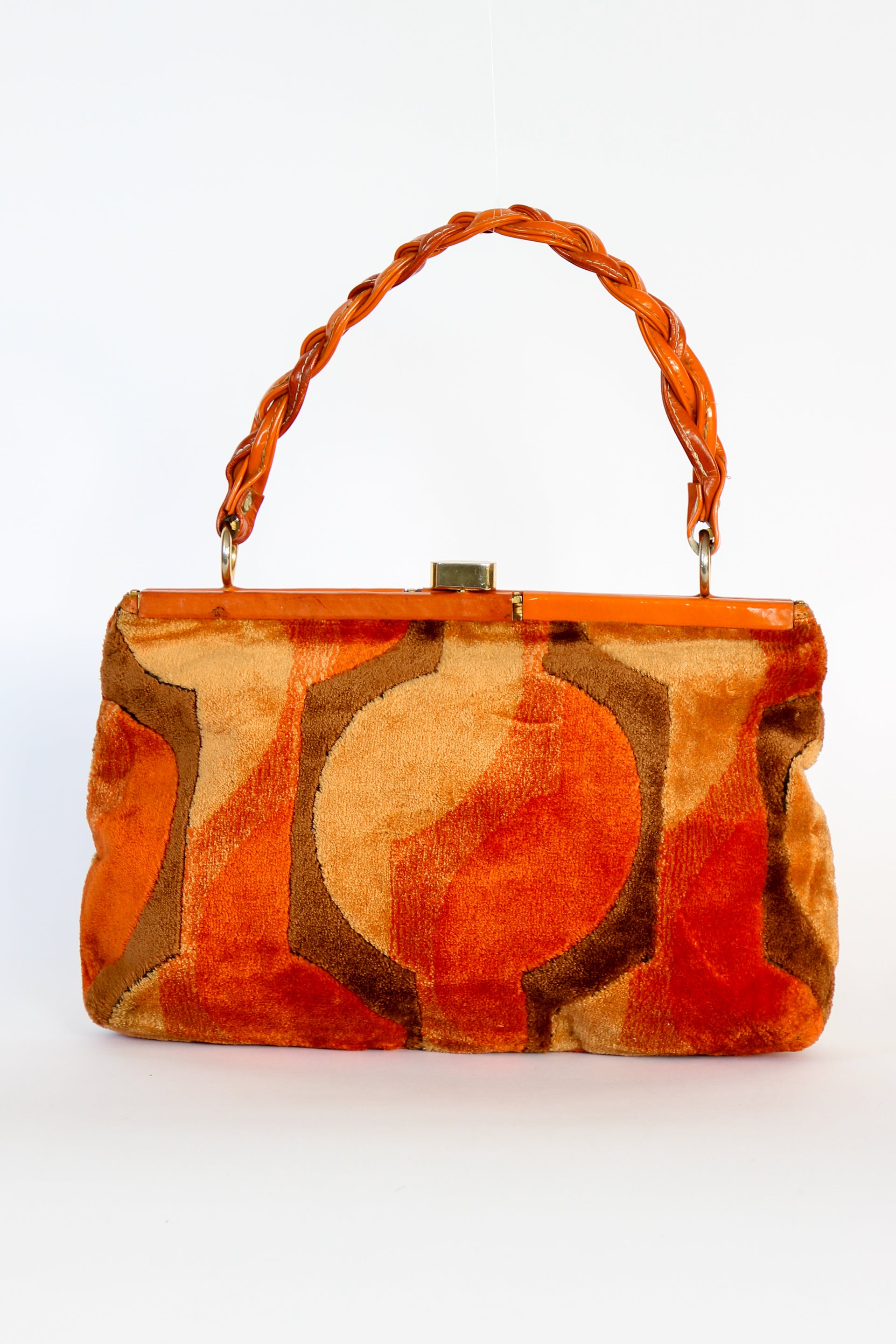 1960s Velvet and Leather Handbag//Danish Design