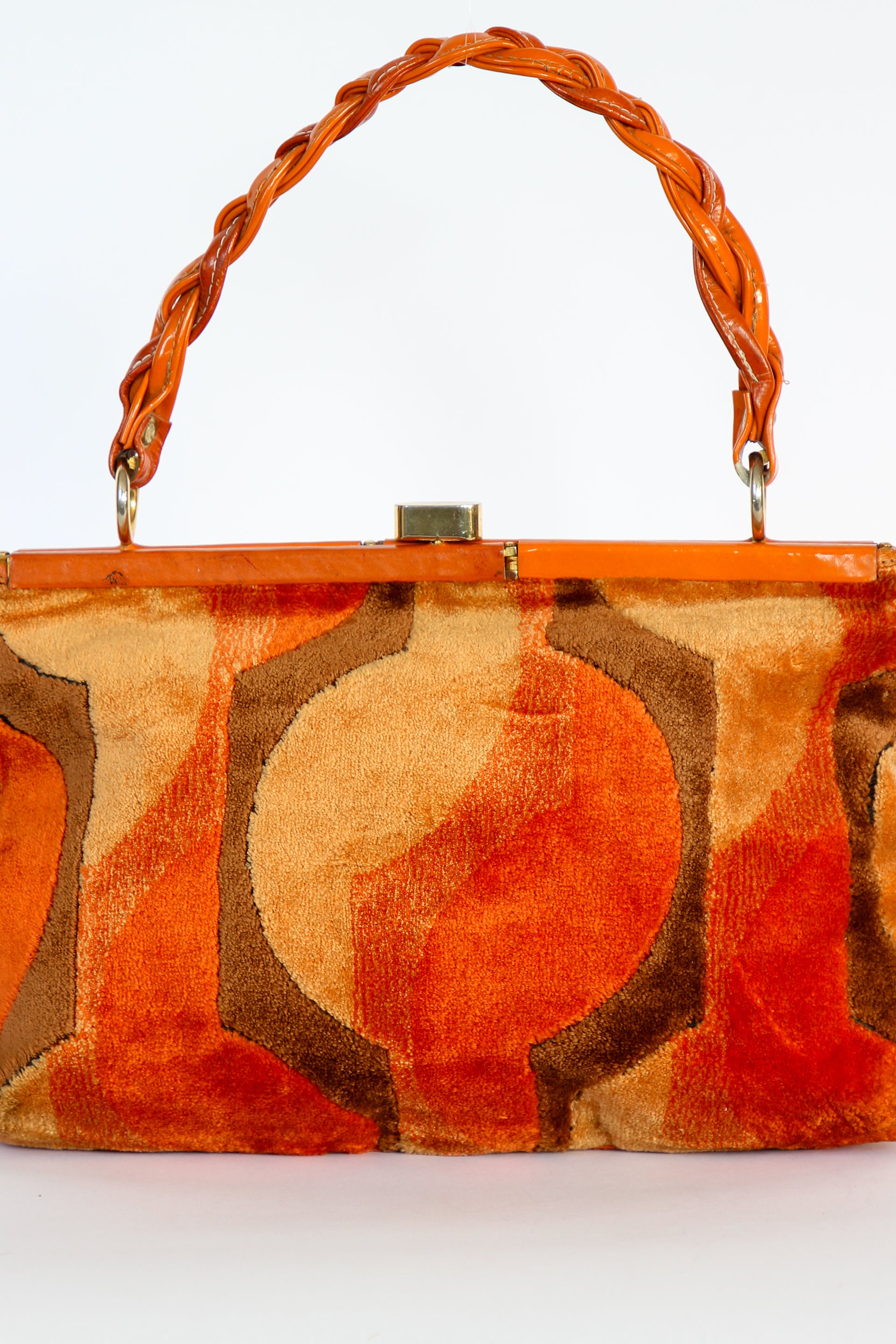 1960s Velvet and Leather Handbag//Danish Design