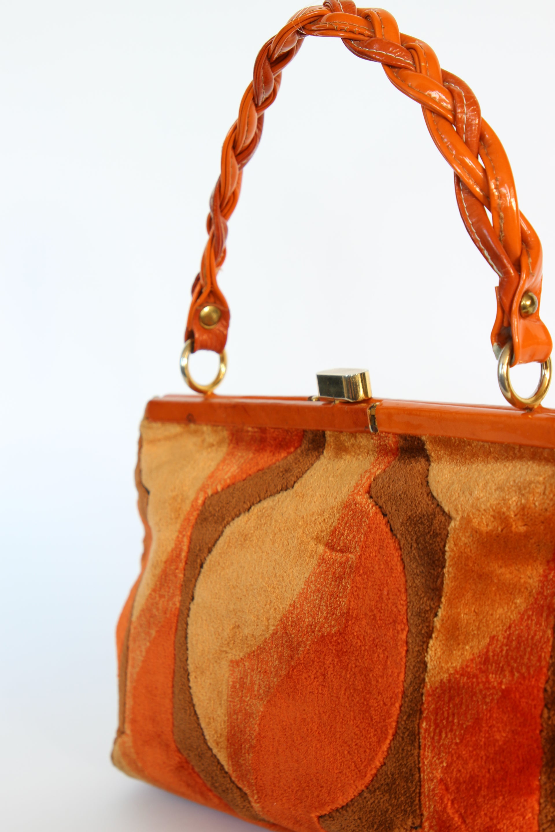 1960s Velvet and Leather Handbag//Danish Design