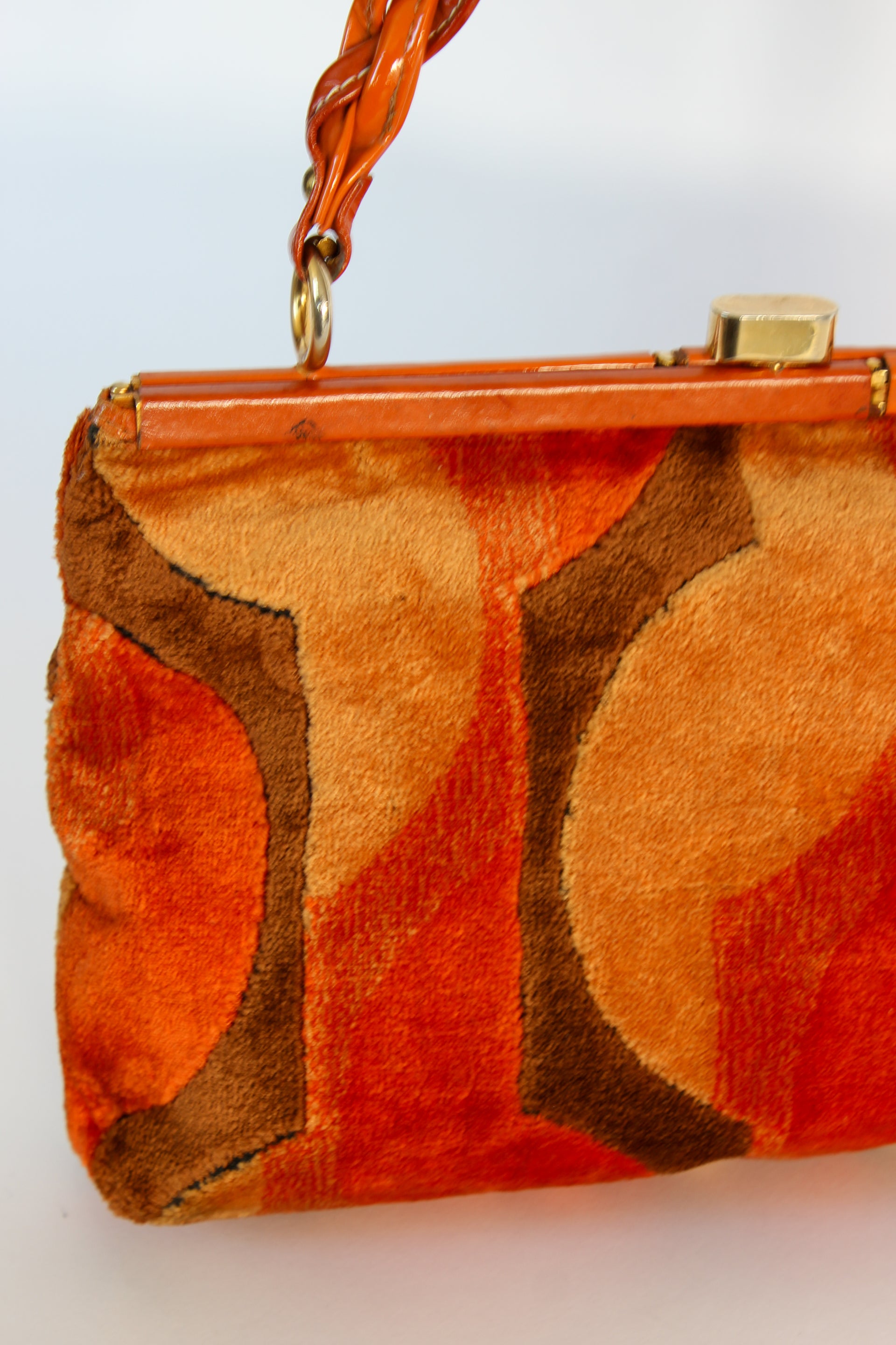 1960s Velvet and Leather Handbag//Danish Design