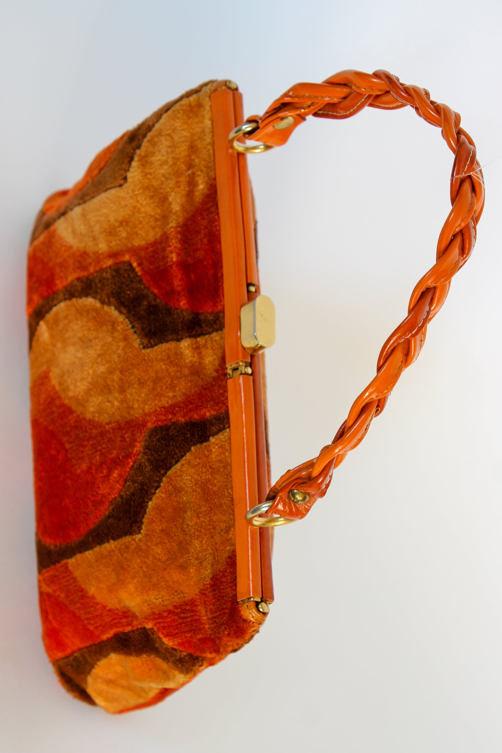1960s Velvet and Leather Handbag//Danish Design