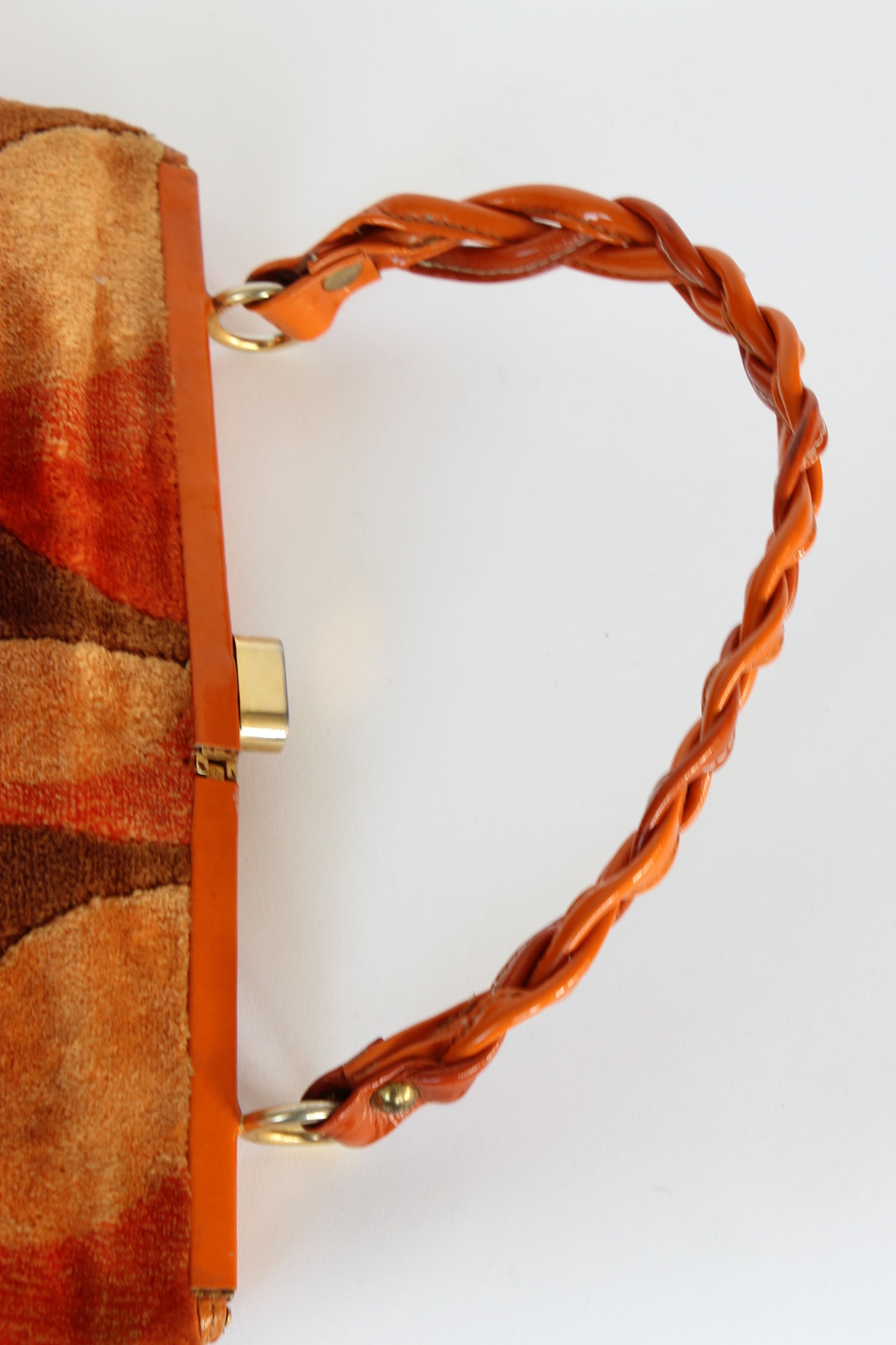 1960s Velvet and Leather Handbag//Danish Design