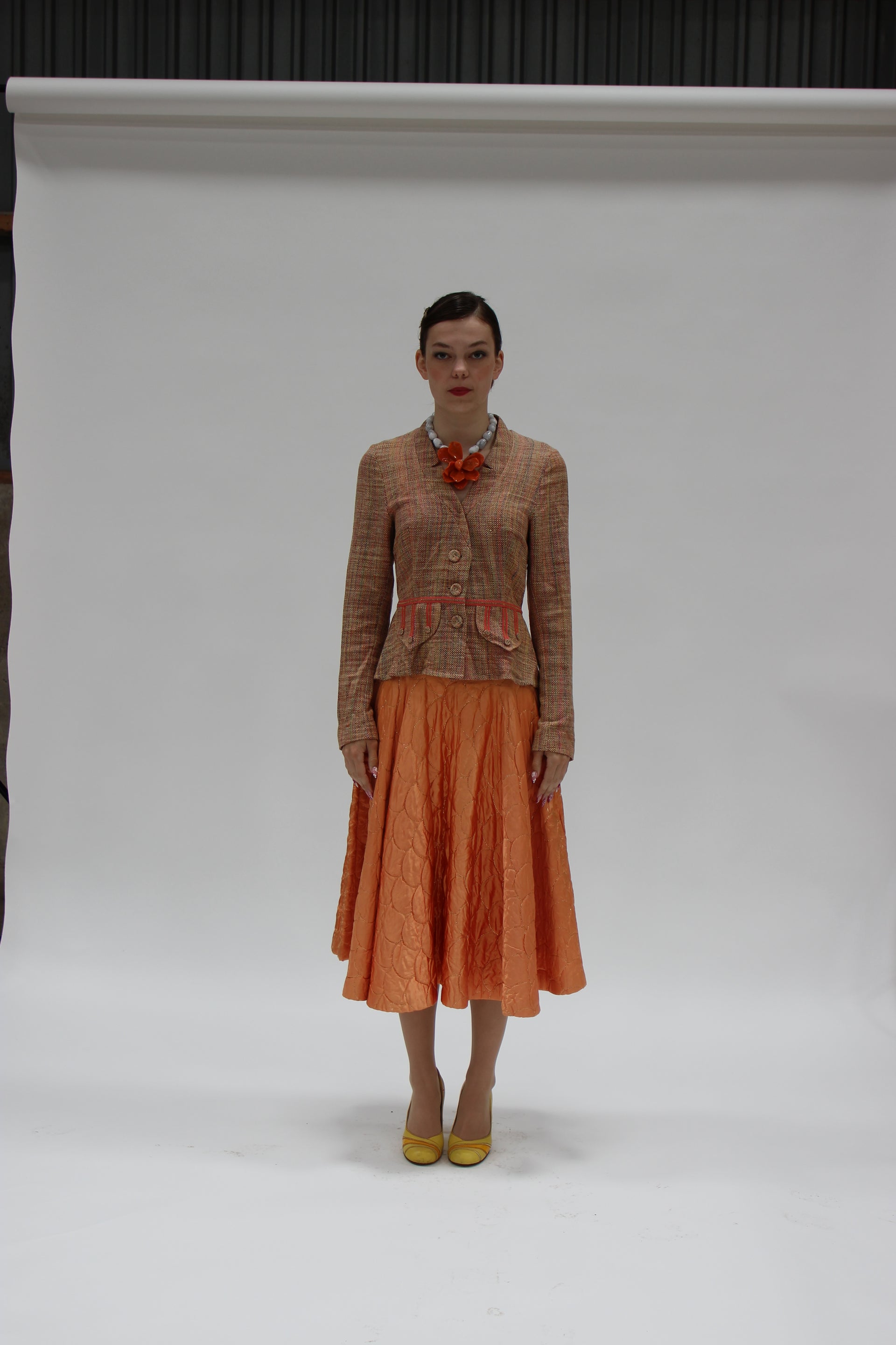 S16 NYE FOTO 1950s Vintage Copper Quilted Circle Skirt//Size S