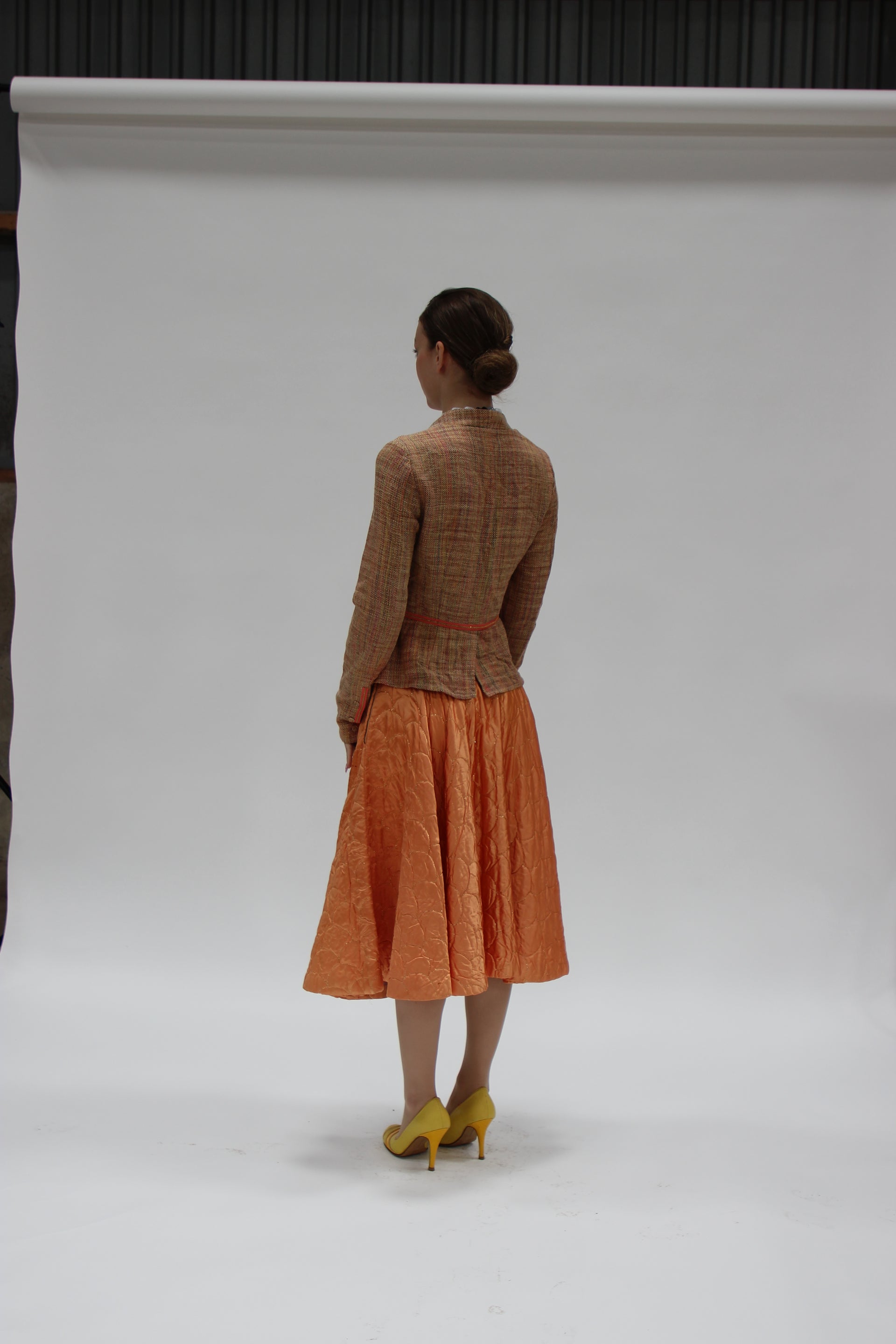 S16 NYE FOTO 1950s Vintage Copper Quilted Circle Skirt//Size S