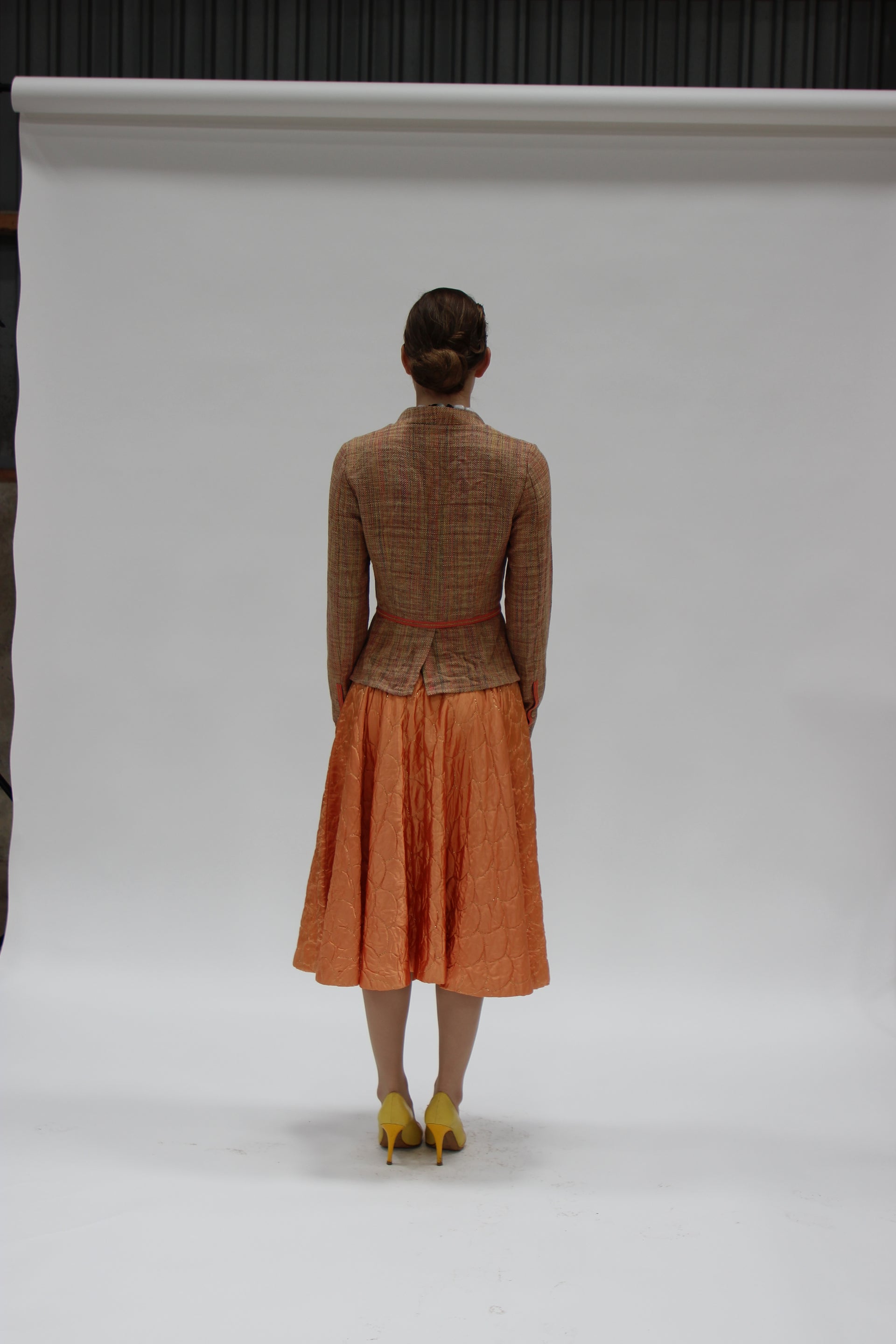 S16 NYE FOTO 1950s Vintage Copper Quilted Circle Skirt//Size S
