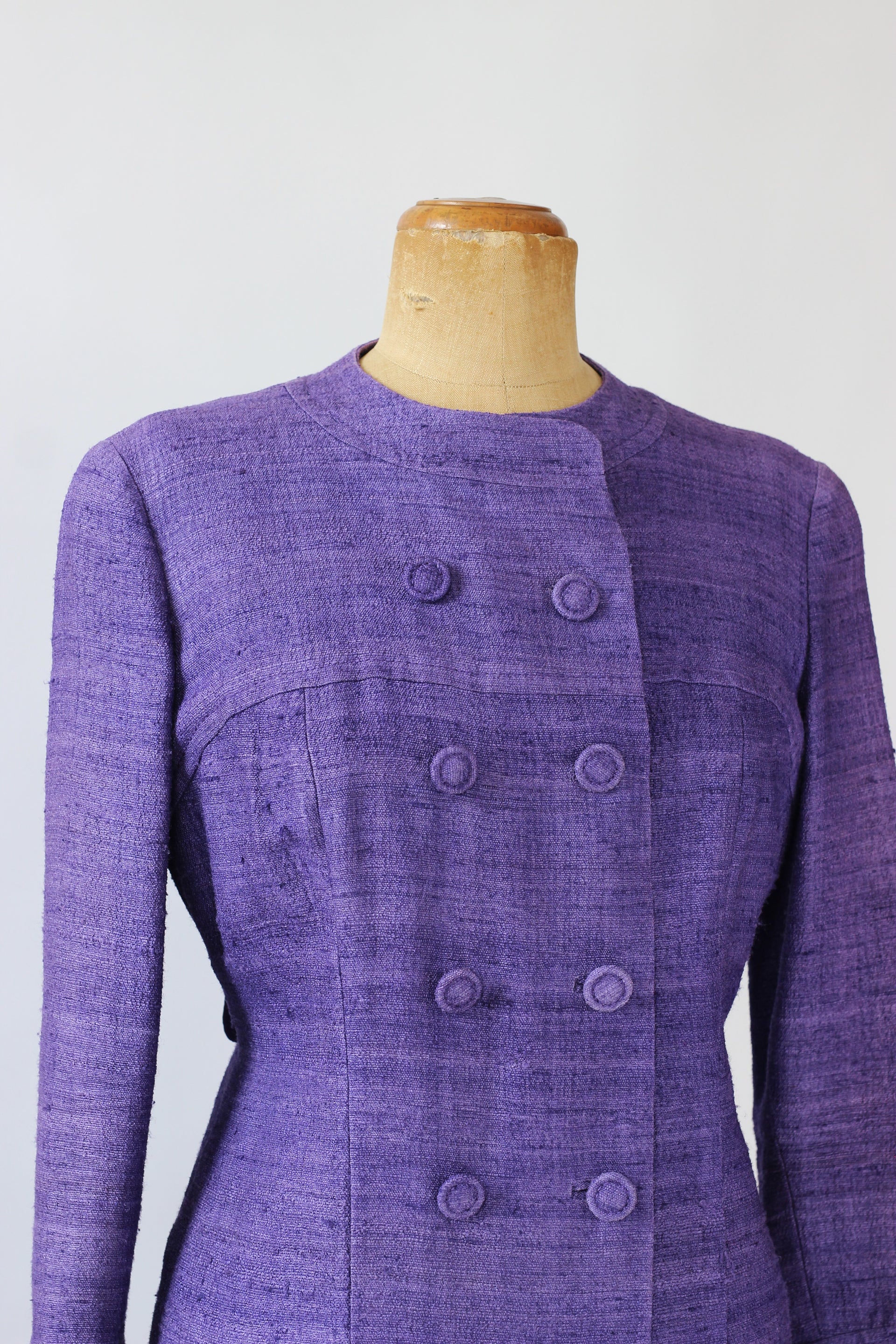 1960s Purple Raw Silk Dress/Coat//Size M/L