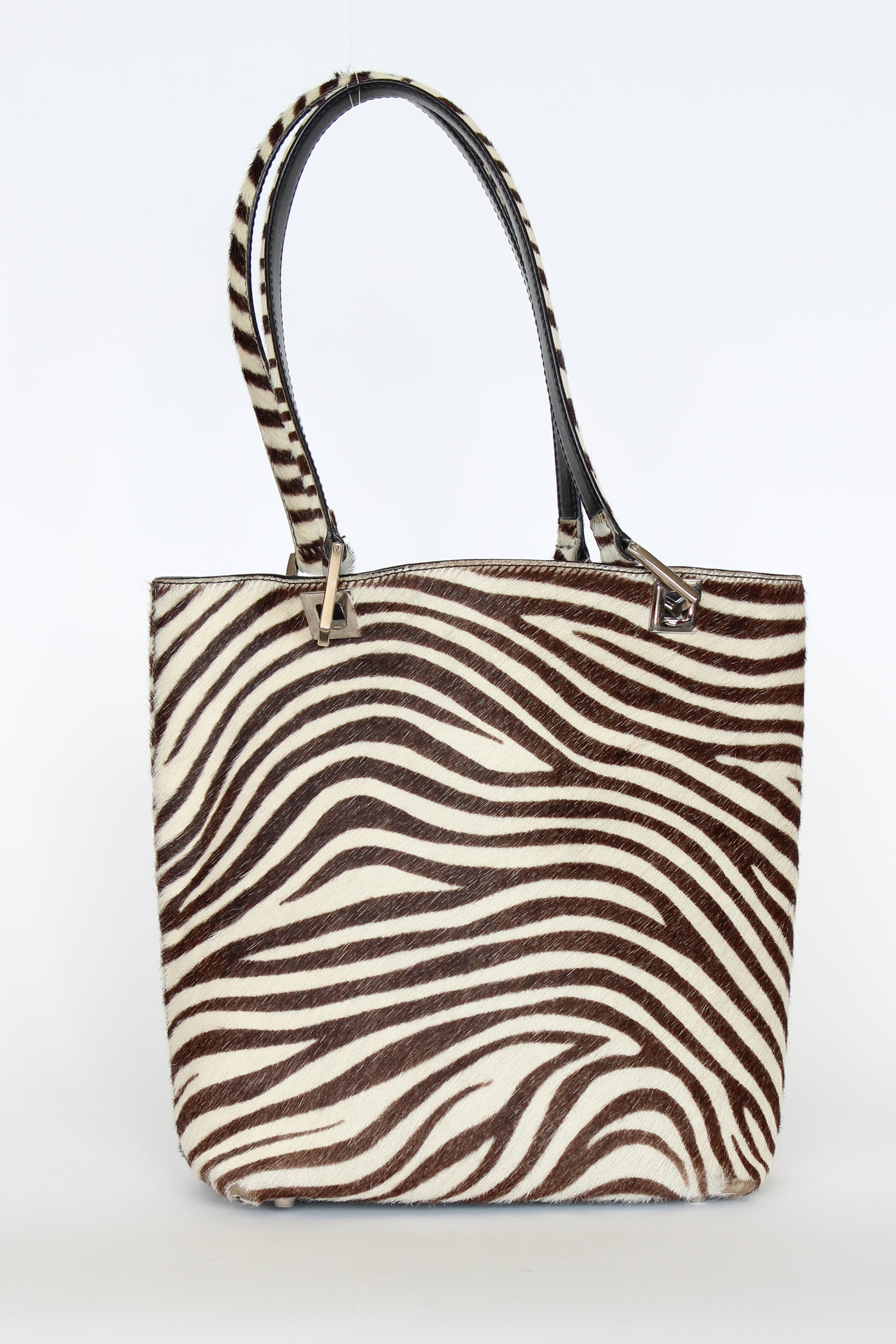 Vintage Mancinelli Milano Zebra Pattern Fur Shopper Bag