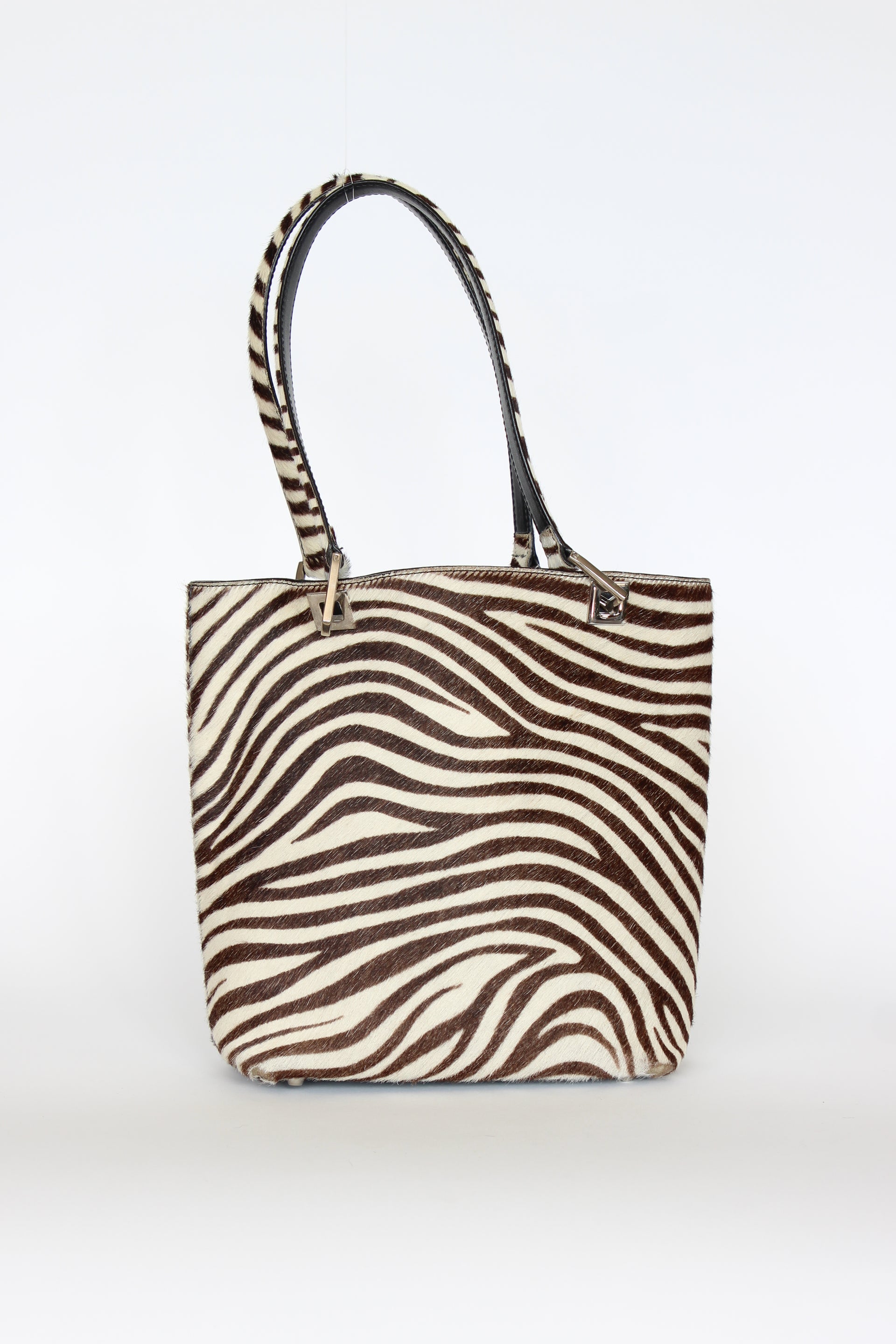 Vintage Mancinelli Milano Zebra Pattern Fur Shopper Bag