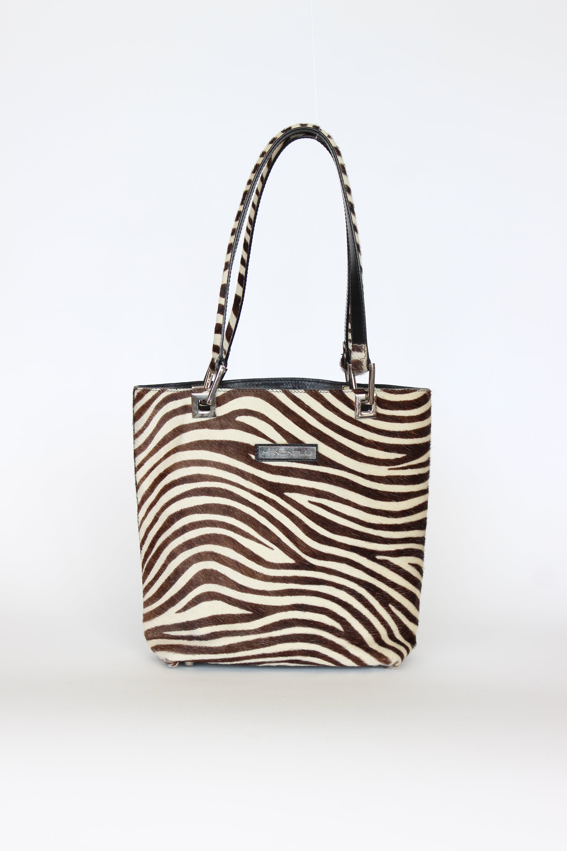 Vintage Mancinelli Milano Zebra Pattern Fur Shopper Bag