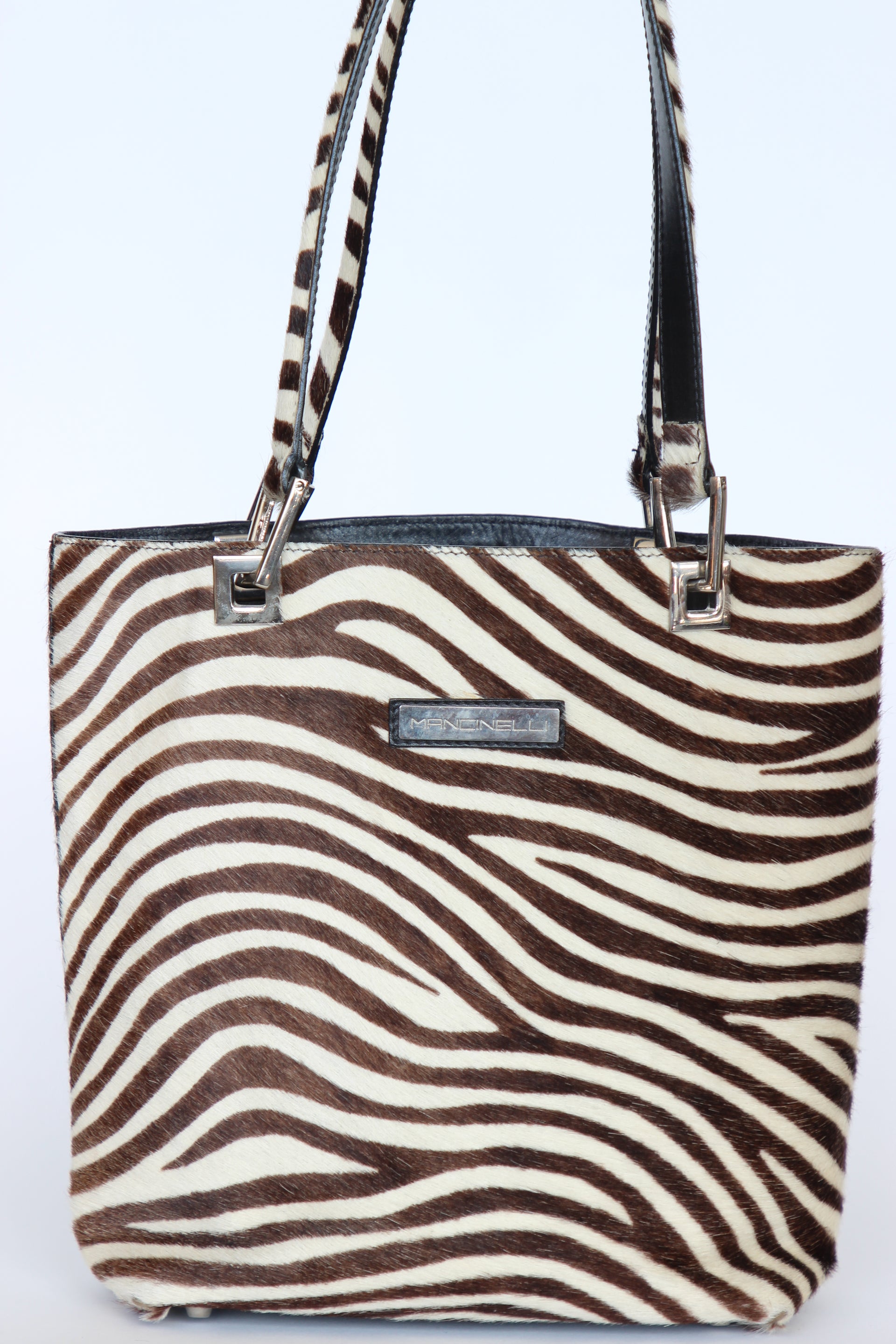 Vintage Mancinelli Milano Zebra Pattern Fur Shopper Bag