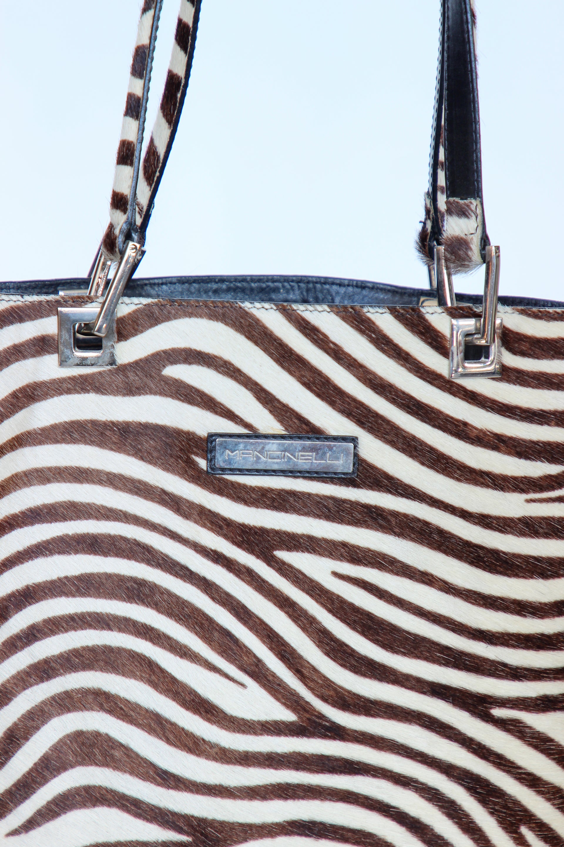 Vintage Mancinelli Milano Zebra Pattern Fur Shopper Bag
