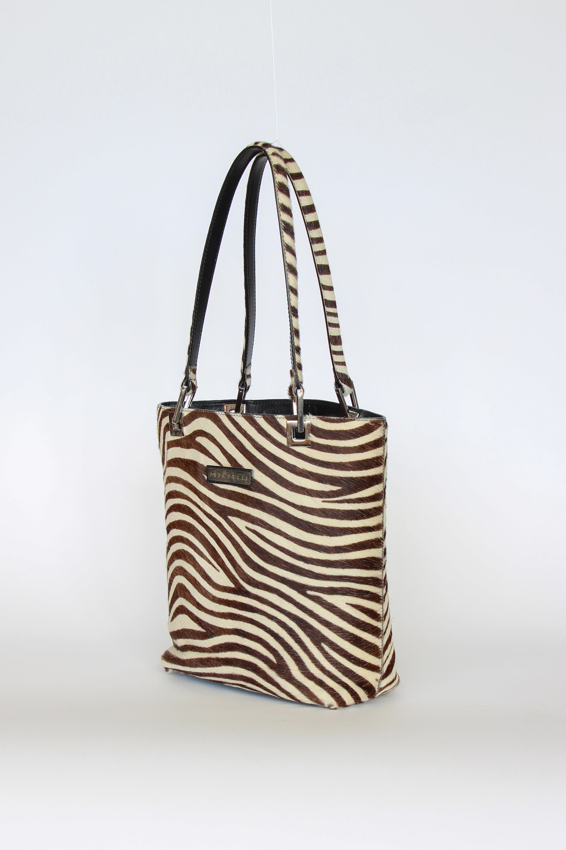 Vintage Mancinelli Milano Zebra Pattern Fur Shopper Bag