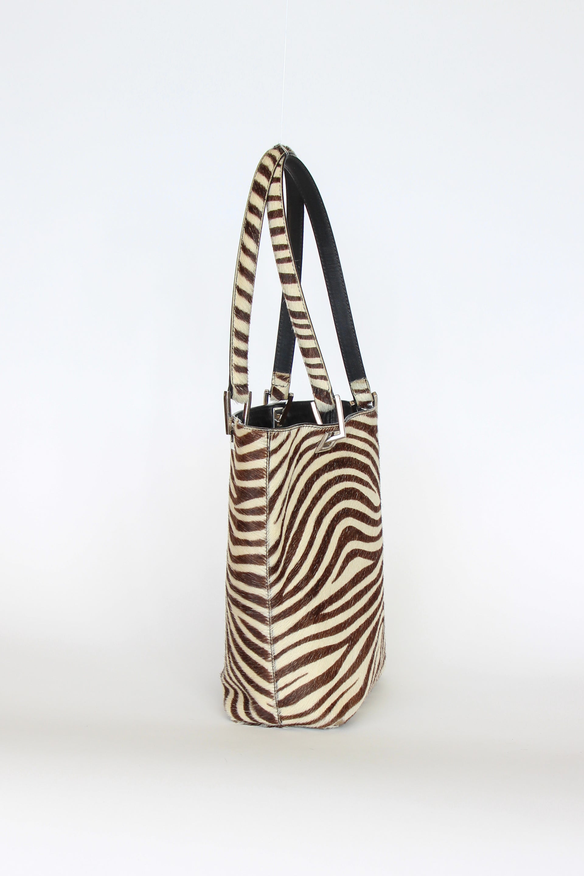 Vintage Mancinelli Milano Zebra Pattern Fur Shopper Bag