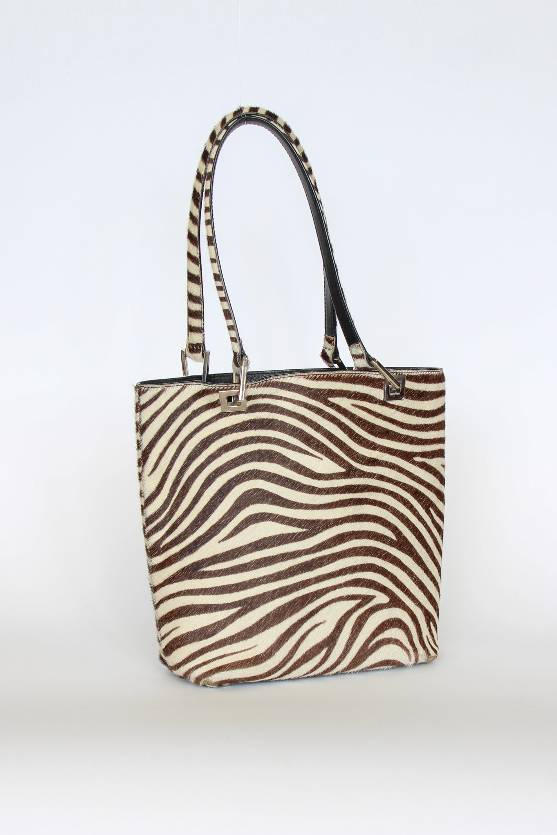 Vintage Mancinelli Milano Zebra Pattern Fur Shopper Bag
