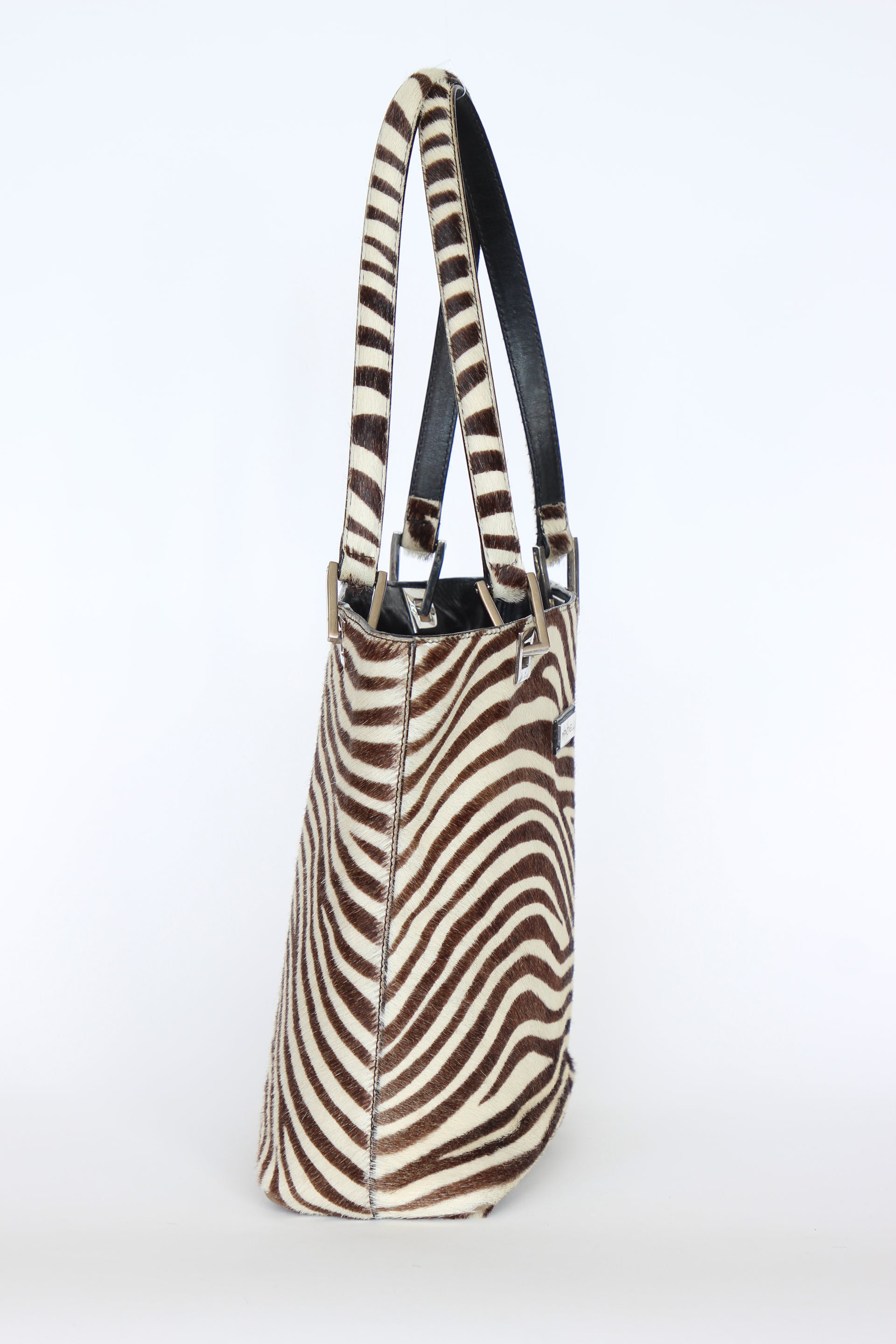 Vintage Mancinelli Milano Zebra Pattern Fur Shopper Bag