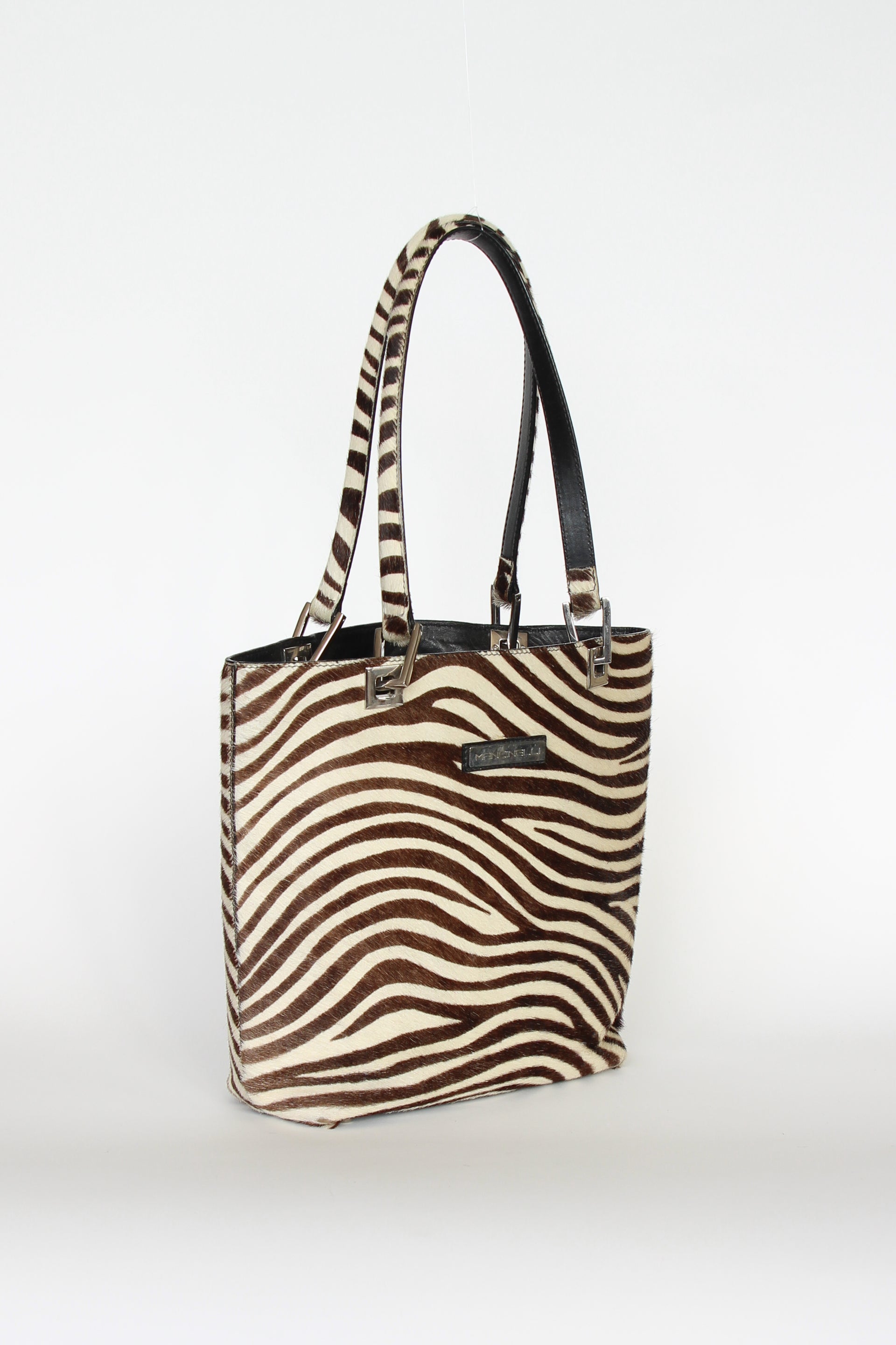 Vintage Mancinelli Milano Zebra Pattern Fur Shopper Bag