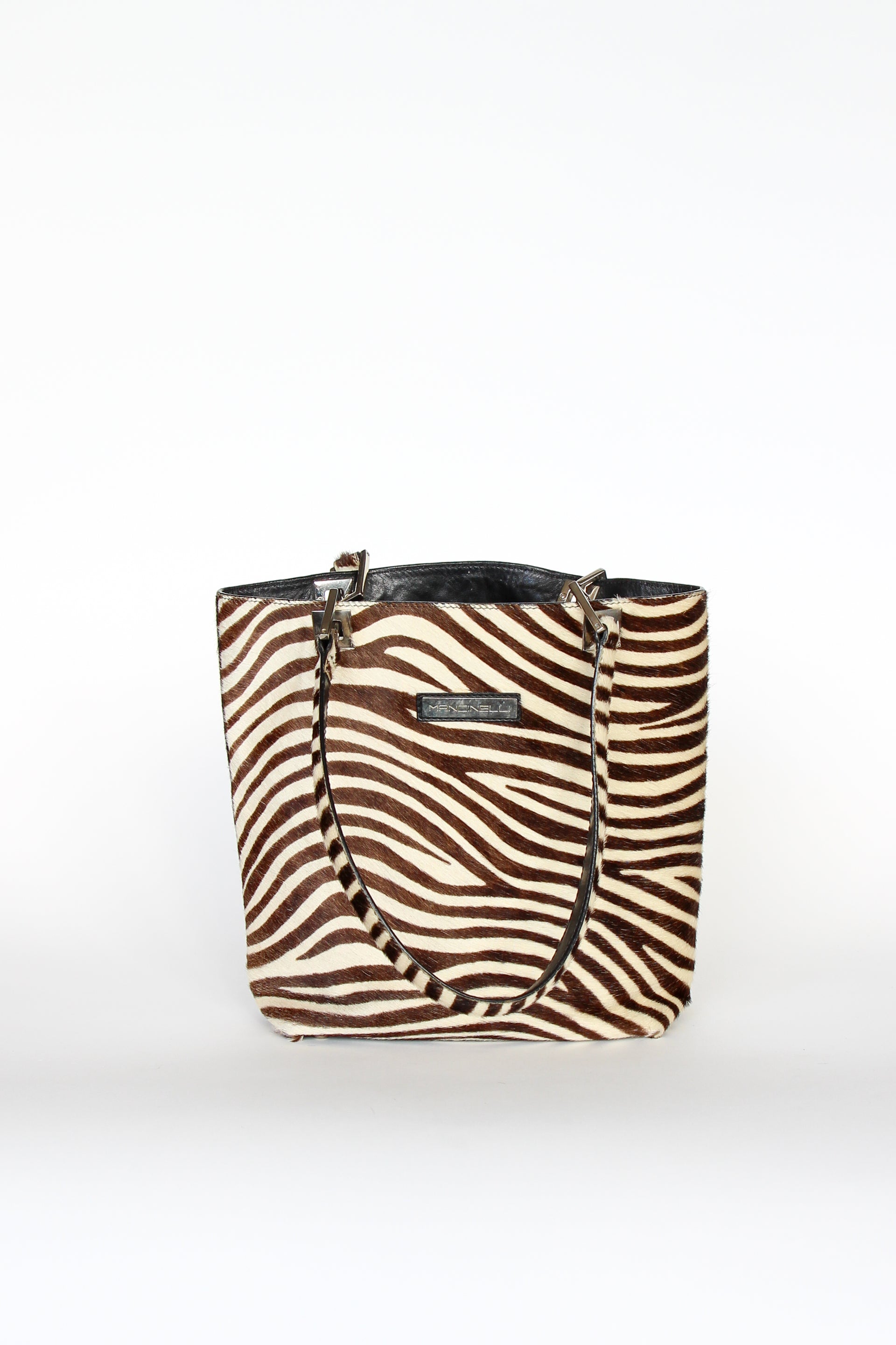 Vintage Mancinelli Milano Zebra Pattern Fur Shopper Bag