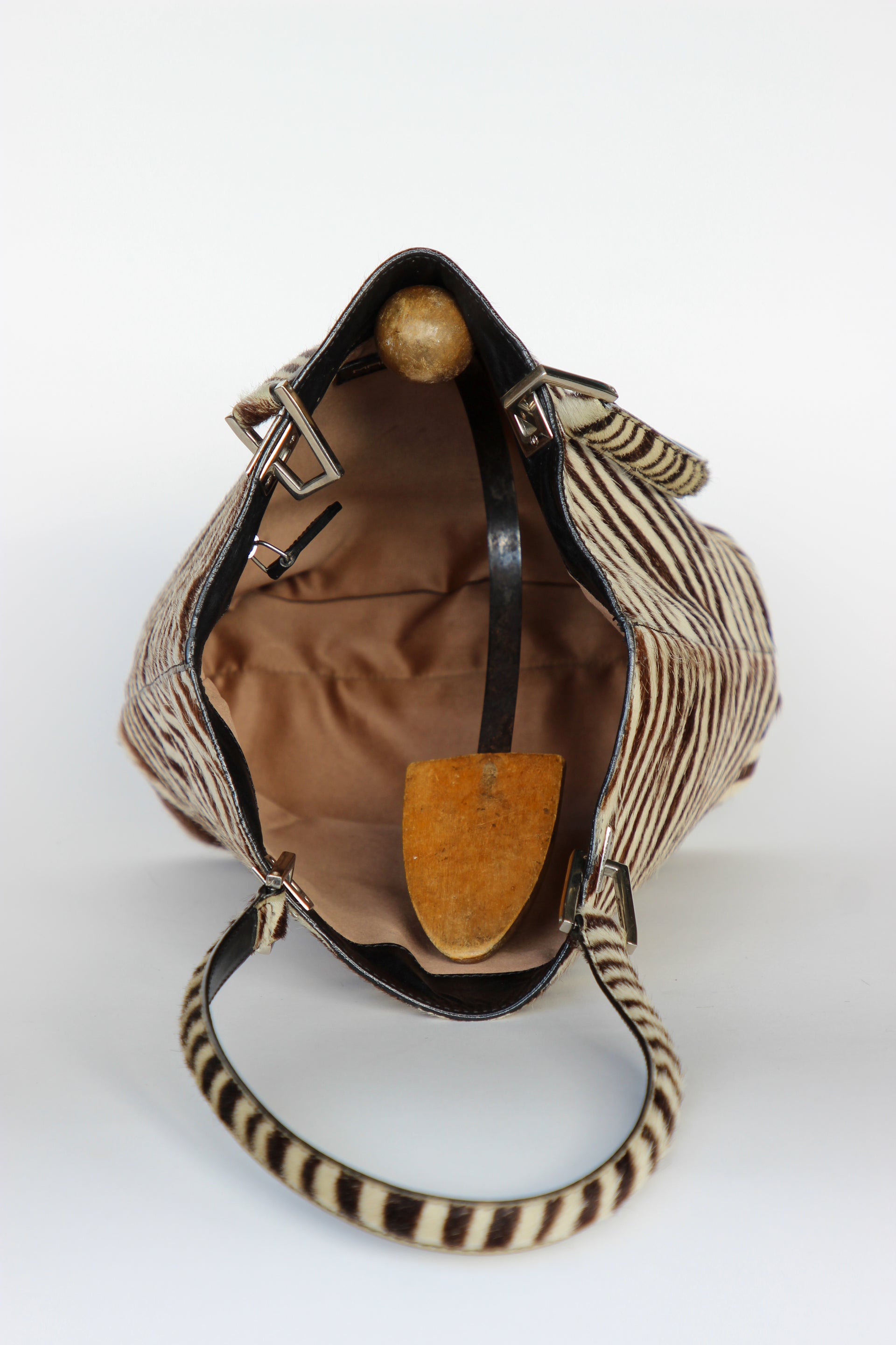 Vintage Mancinelli Milano Zebra Pattern Fur Shopper Bag