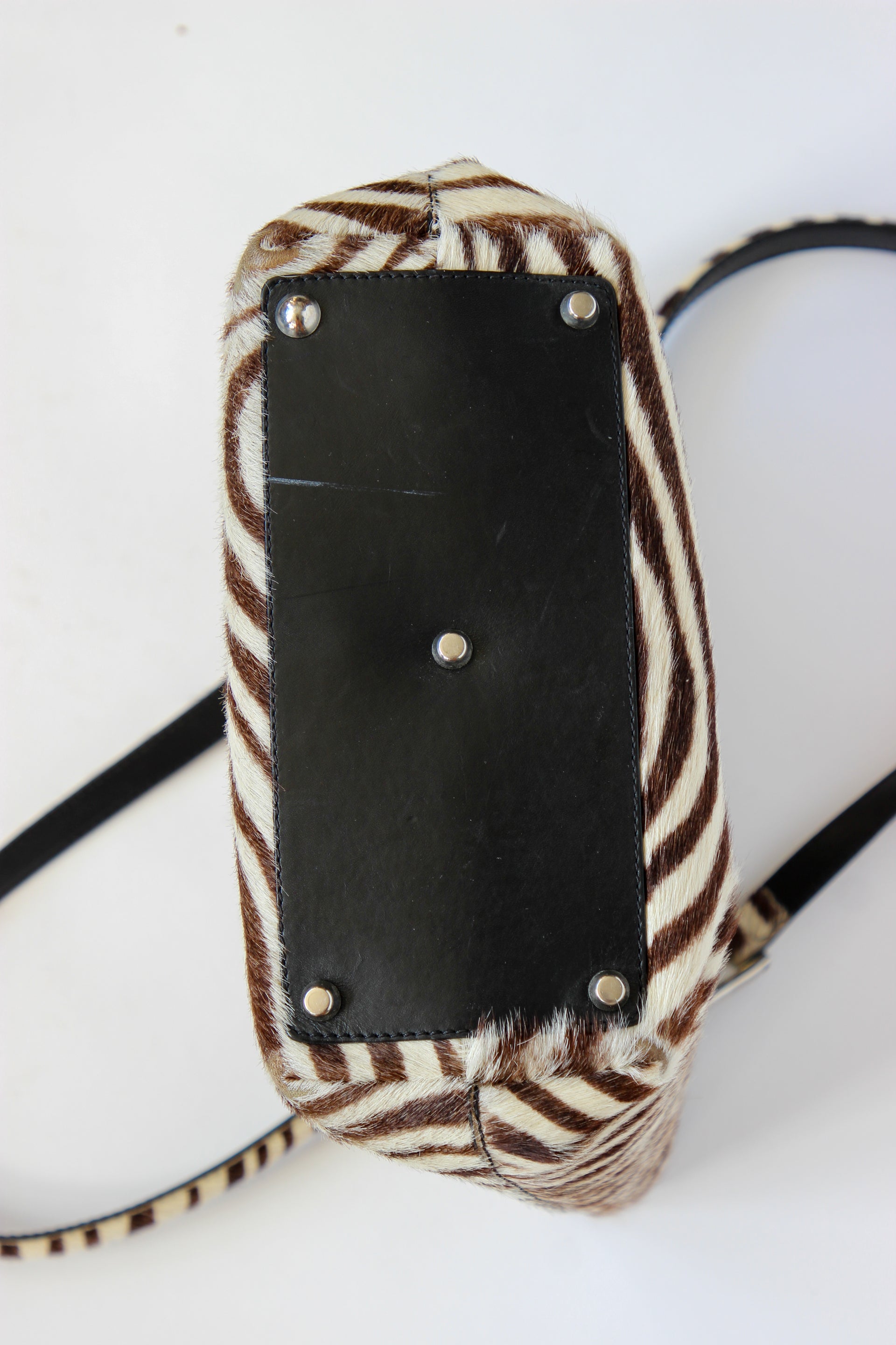 Vintage Mancinelli Milano Zebra Pattern Fur Shopper Bag