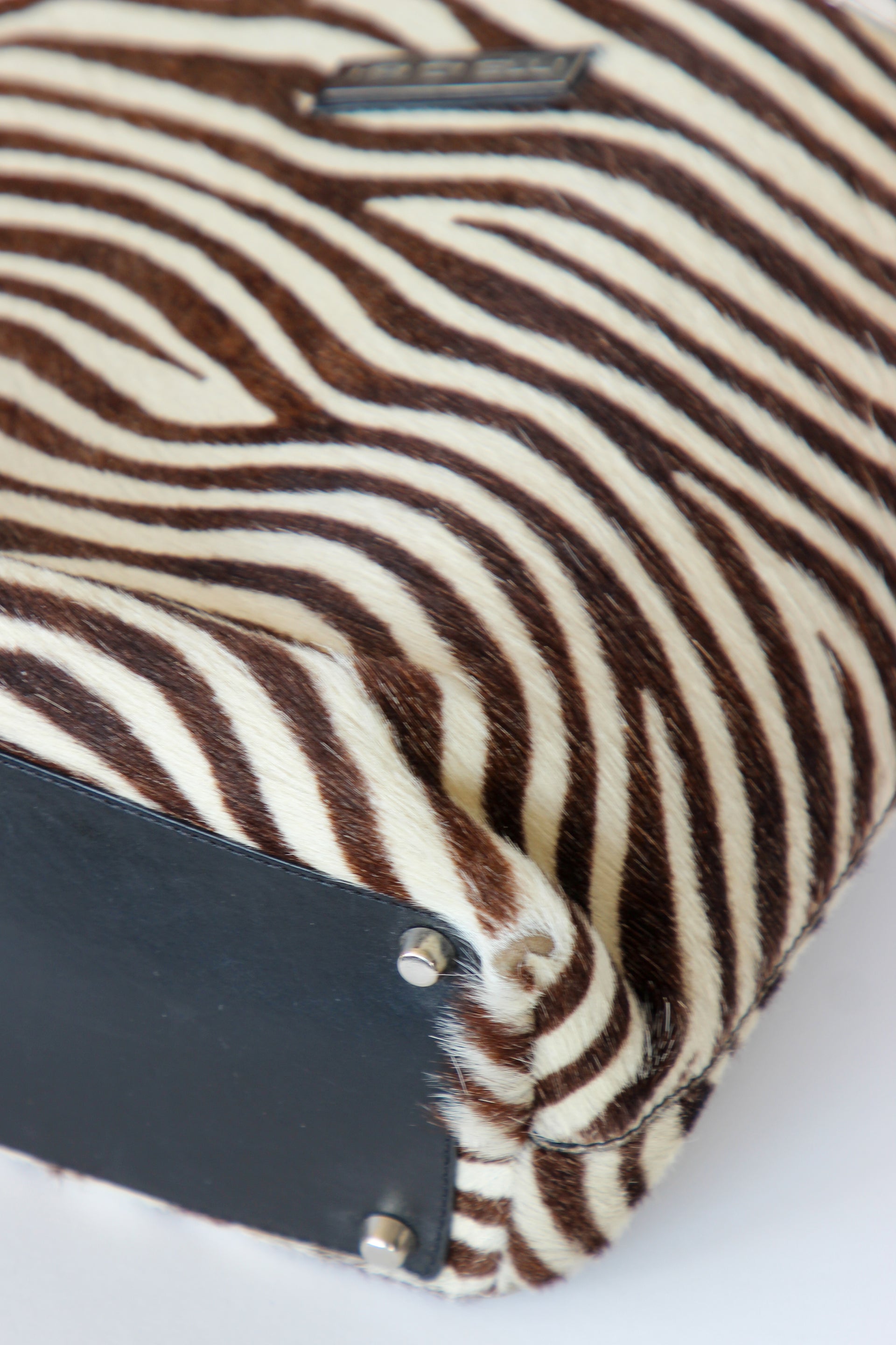 Vintage Mancinelli Milano Zebra Pattern Fur Shopper Bag