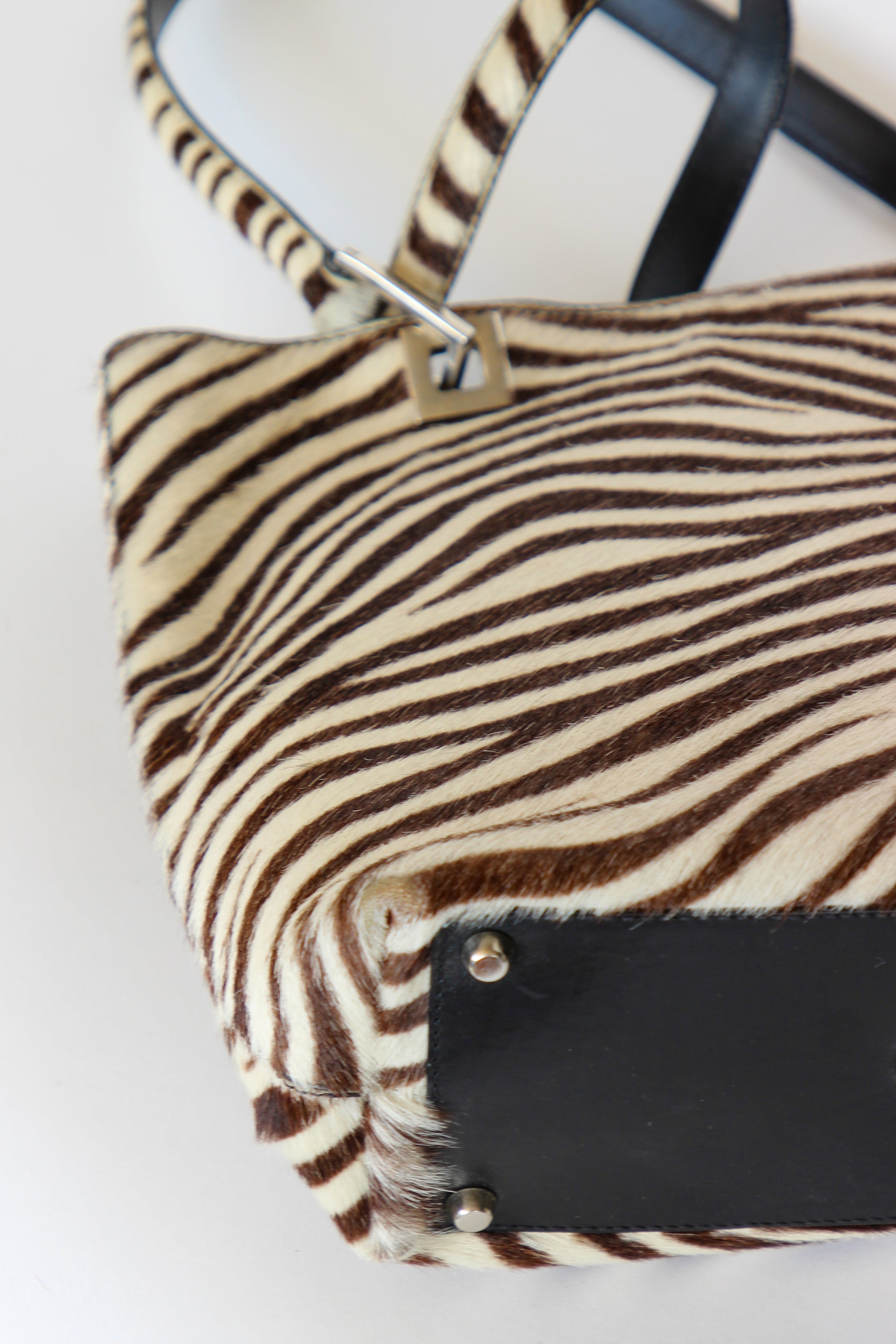 Vintage Mancinelli Milano Zebra Pattern Fur Shopper Bag