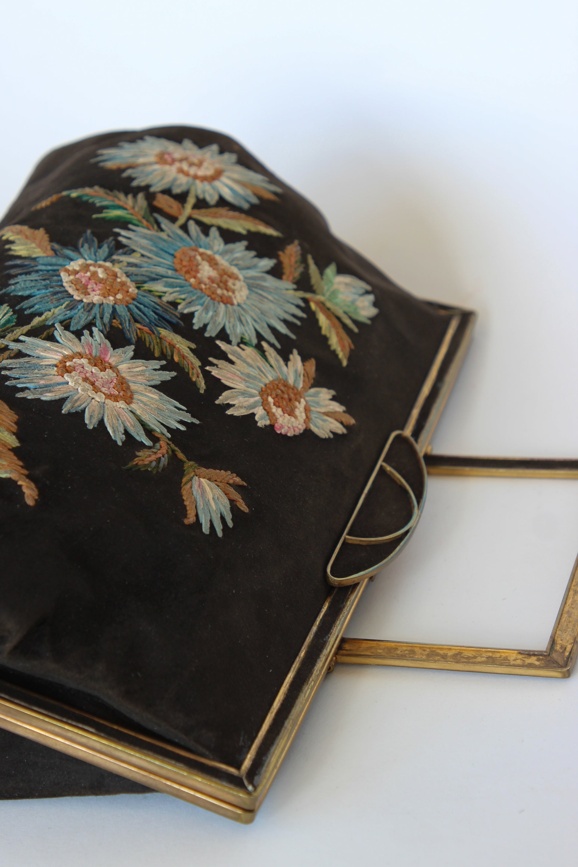 1930s Brown Suede Leather Top Handle Bag