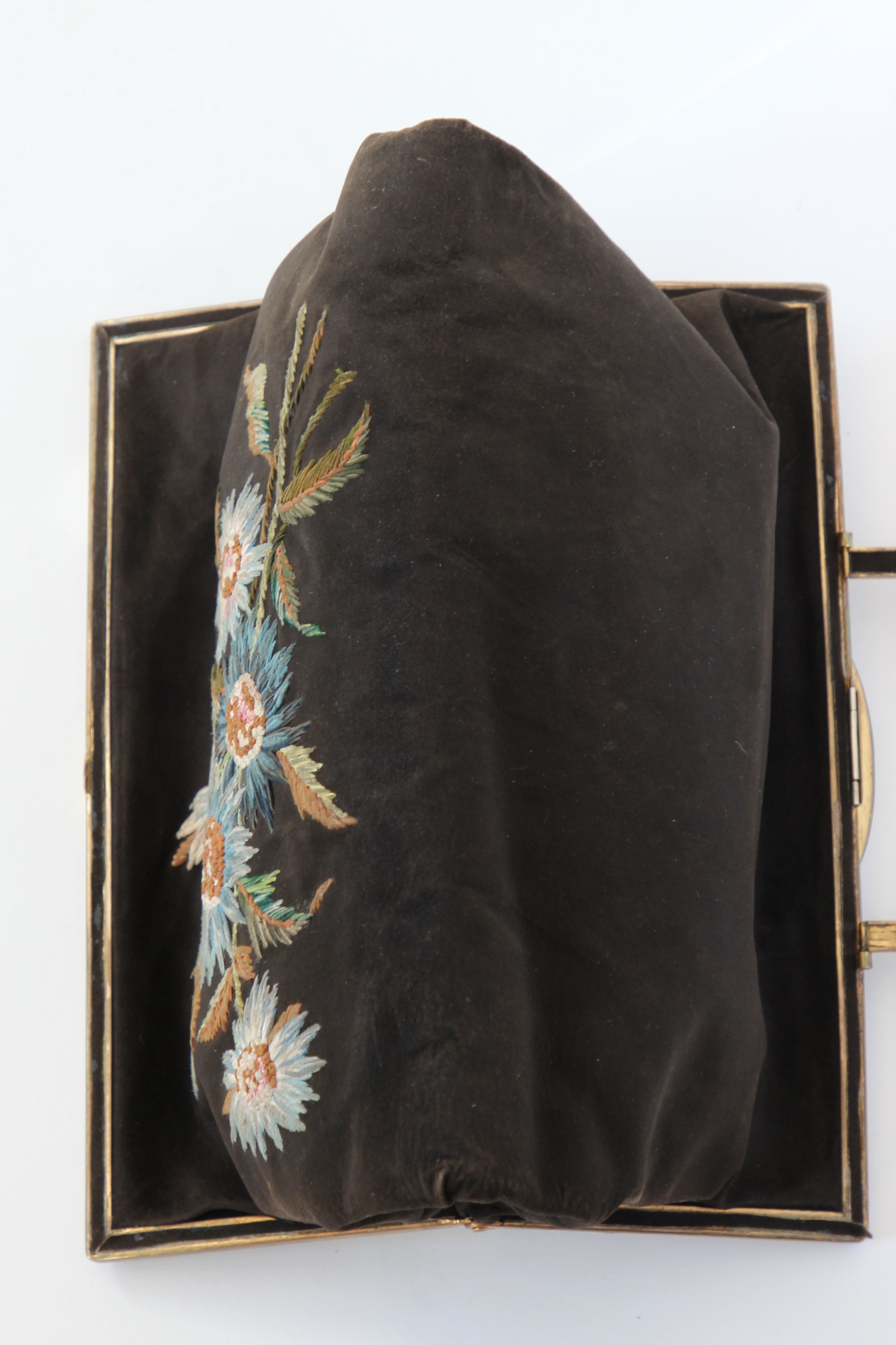 1930s Brown Suede Leather Top Handle Bag