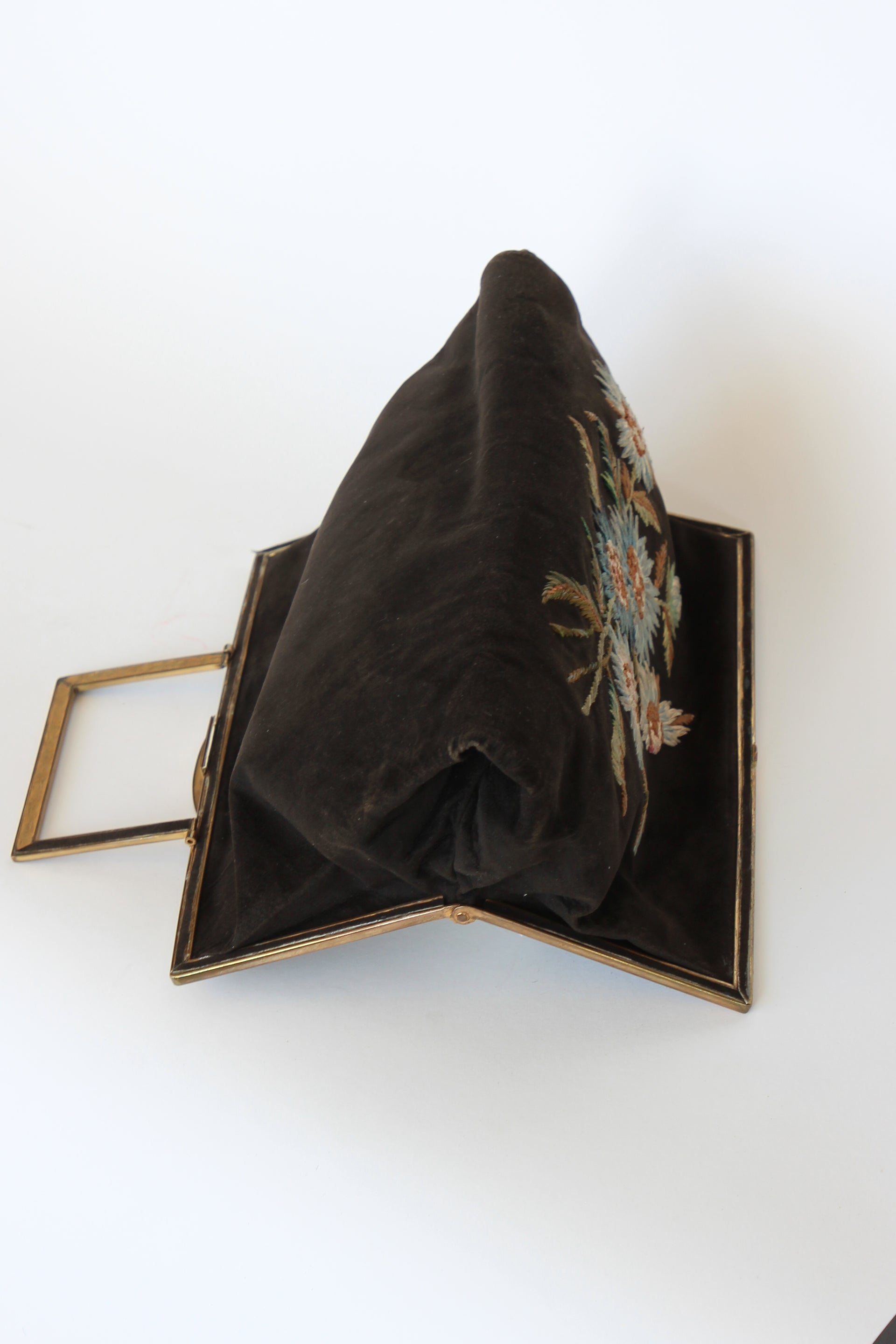 1930s Brown Suede Leather Top Handle Bag