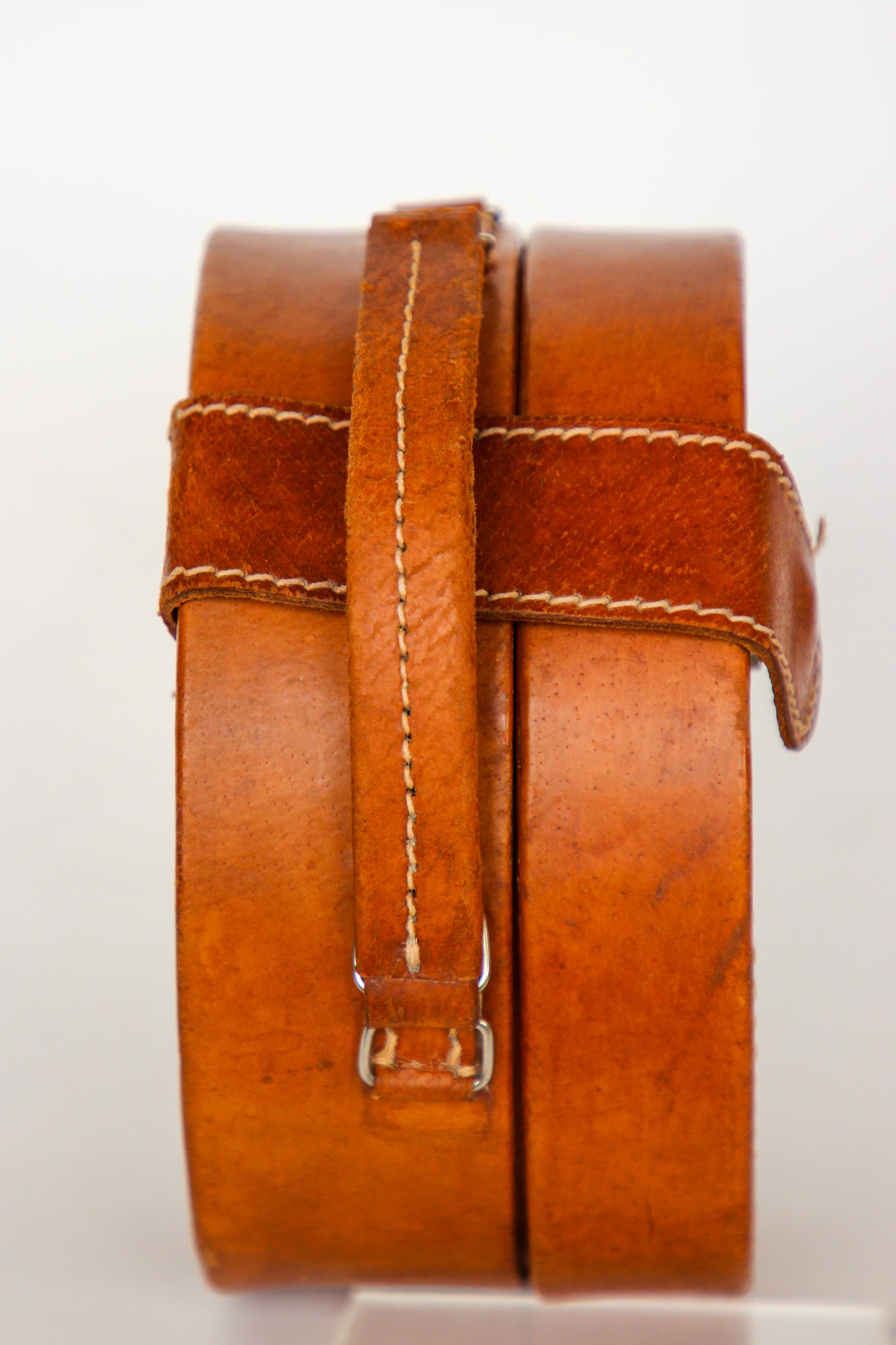 1960s Vintage Brown Grian Leather Little Round Bag / Purse // Giovanni, Italy